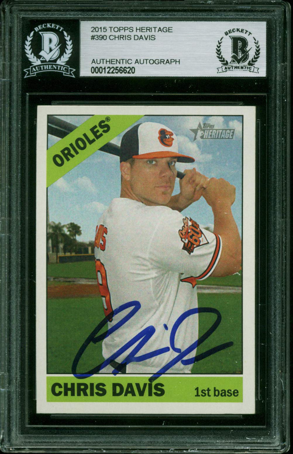 Orioles Chris Davis Authentic Signed 2015 Topps Heritage Card BAS Slabbed