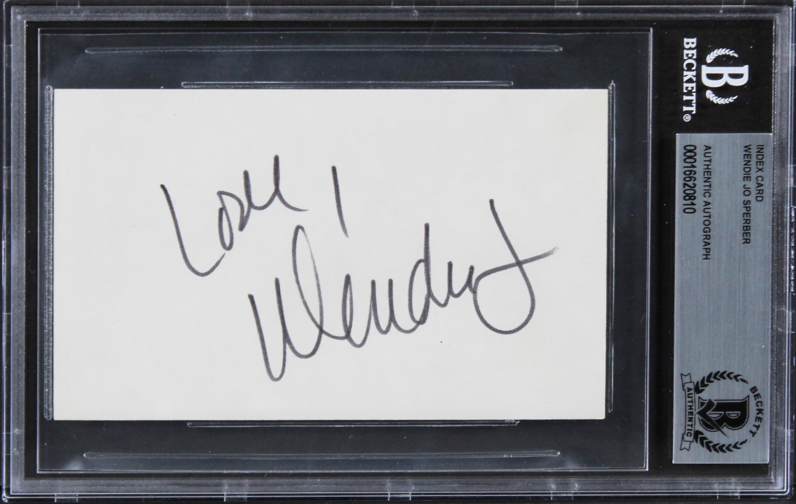 Wendie Jo Sperber Back To The Future Authentic Signed 3x5 Index Card BAS Slab 1