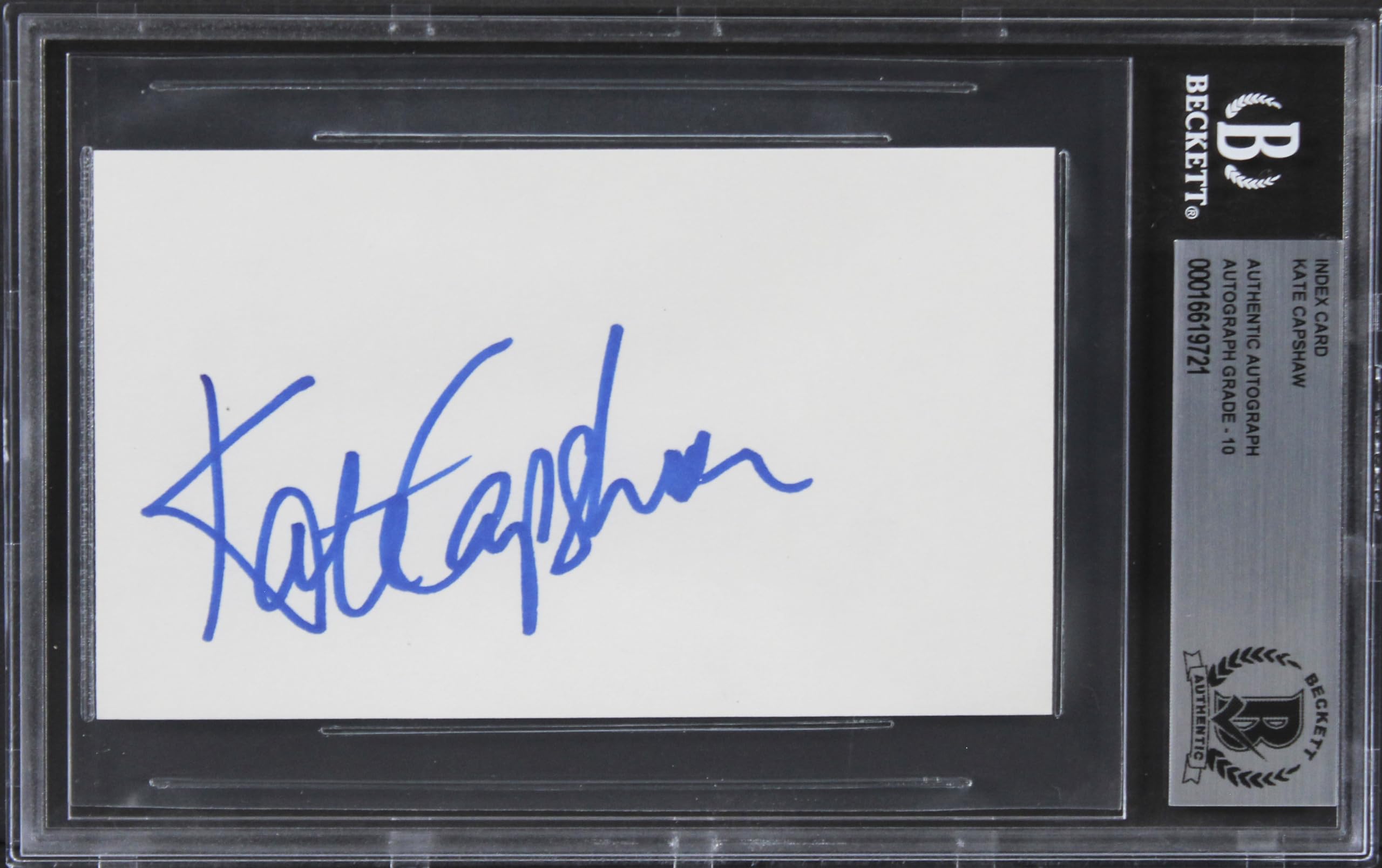 Kate Capshaw The Love Letter Signed 3x5 Index Card Auto Grade Mint 10 BAS Slab