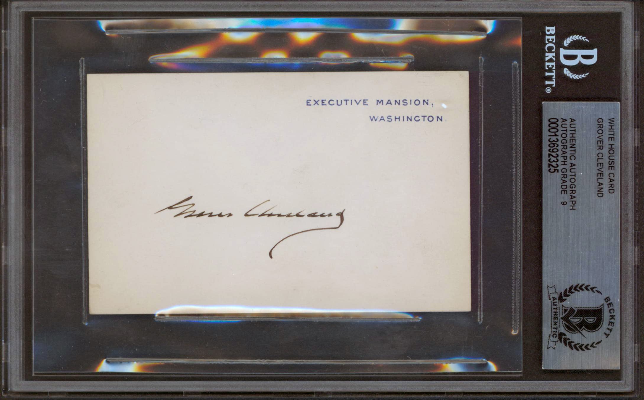 Grover Cleveland Signed 2.75x4.25 White House Card Auto Graded Mint 9! BAS Slab