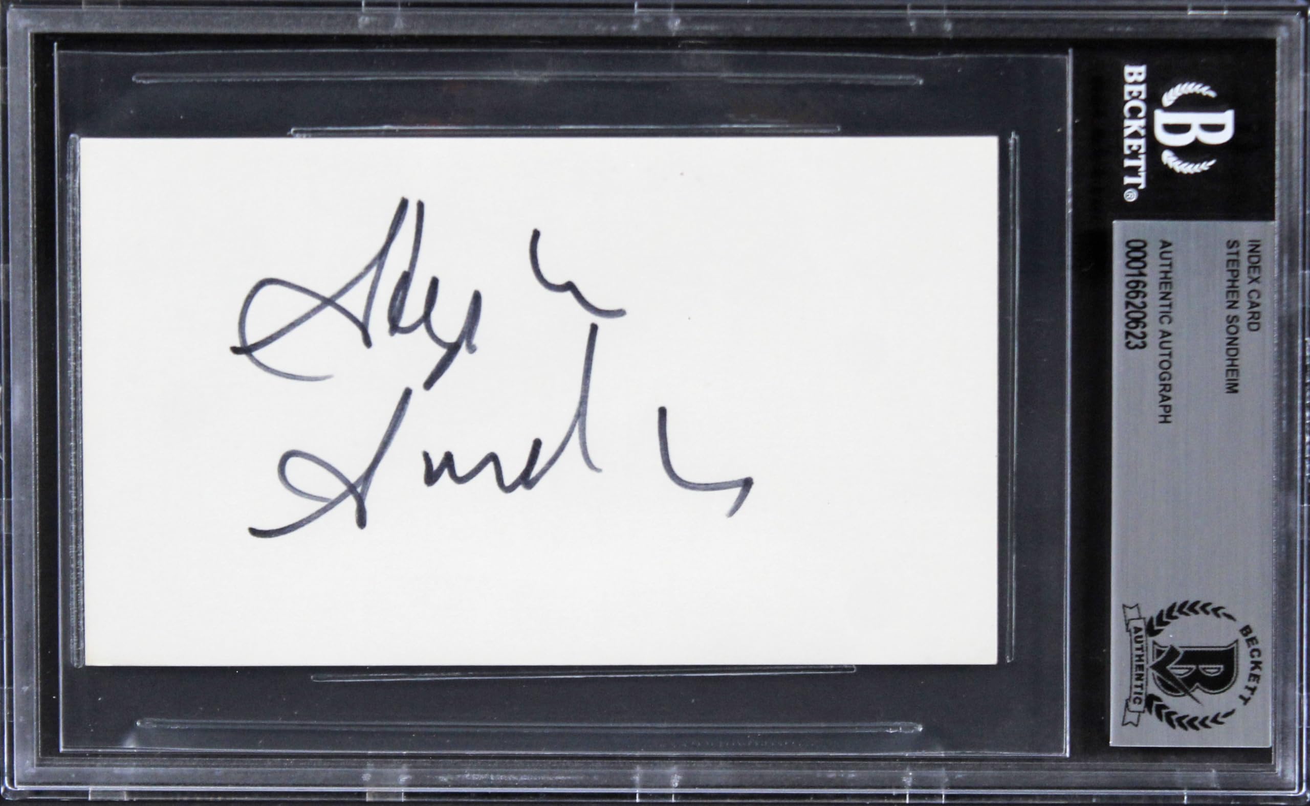 Stephen Sondheim Musician Authentic Signed 3x5 Index Card BAS Slabbed