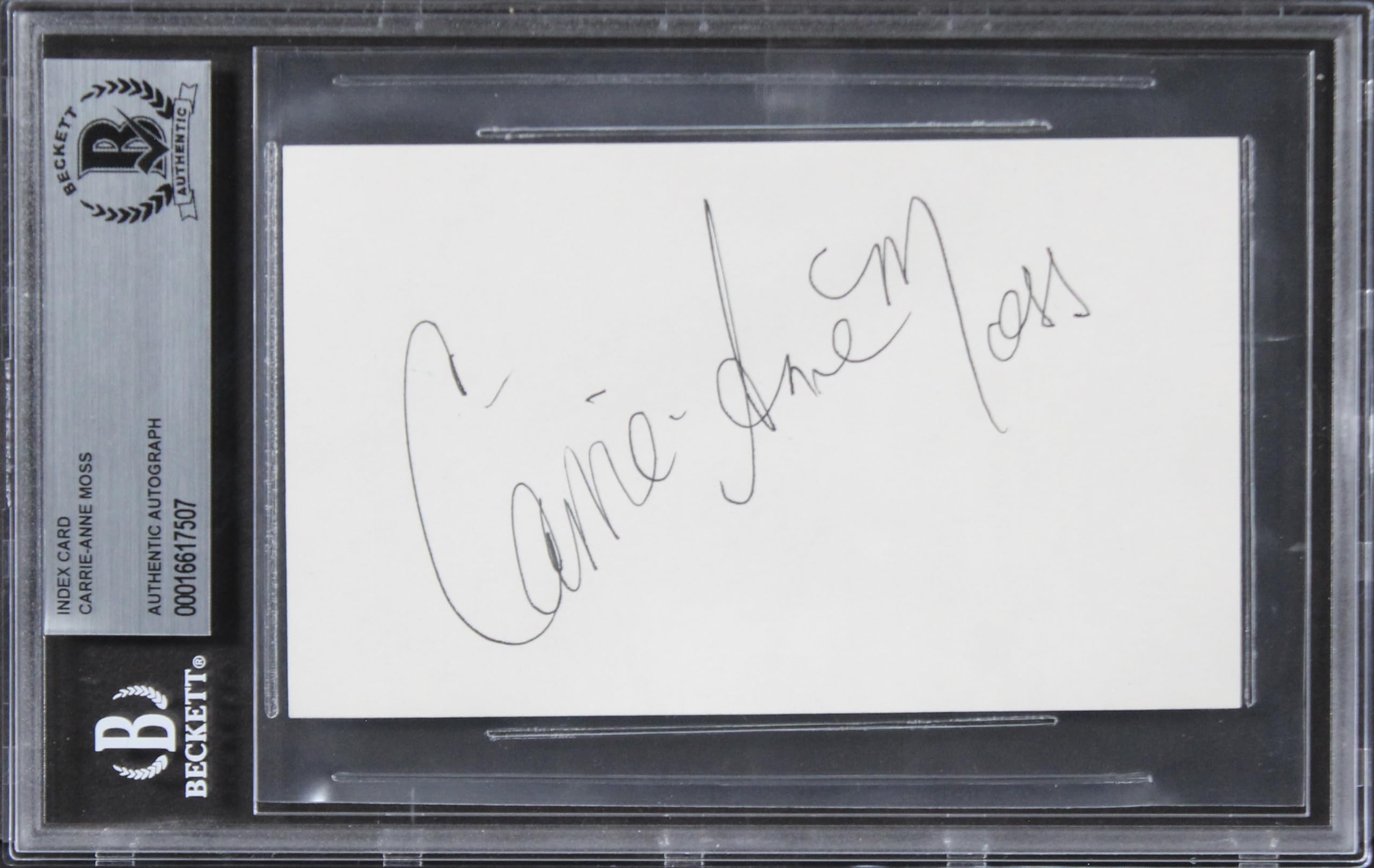 Carrie-Anne Moss The Matrix Authentic Signed 3x5 Index Card BAS Slabbed