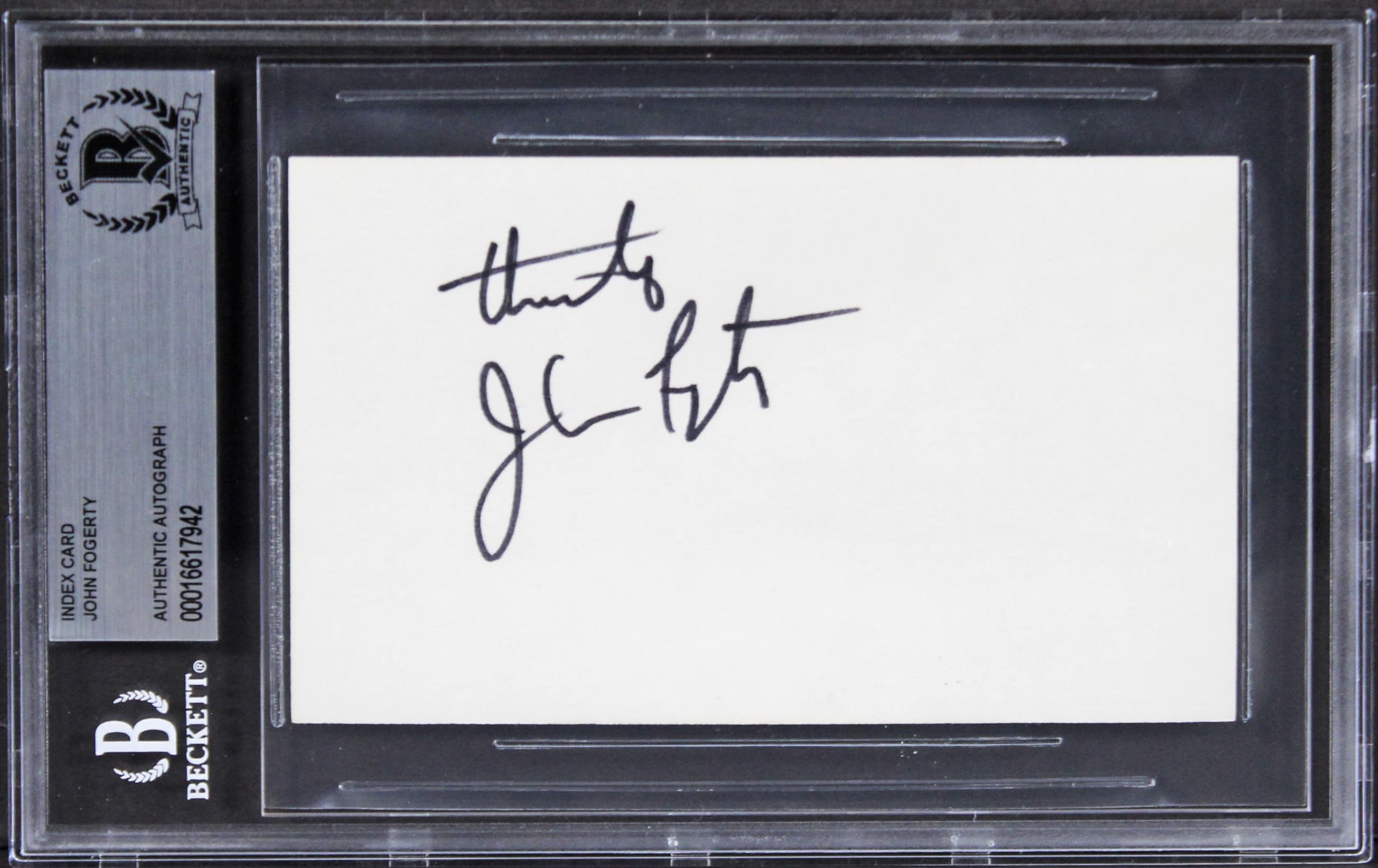 John Fogerty Singer Authentic Signed 3x5 Index Card Autographed BAS Slabbed