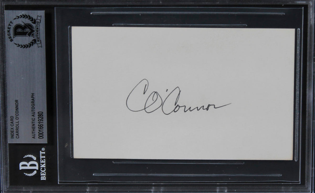Carroll O'Connor All In The Family Authentic Signed 3x5 Index Card BAS Slabbed 2
