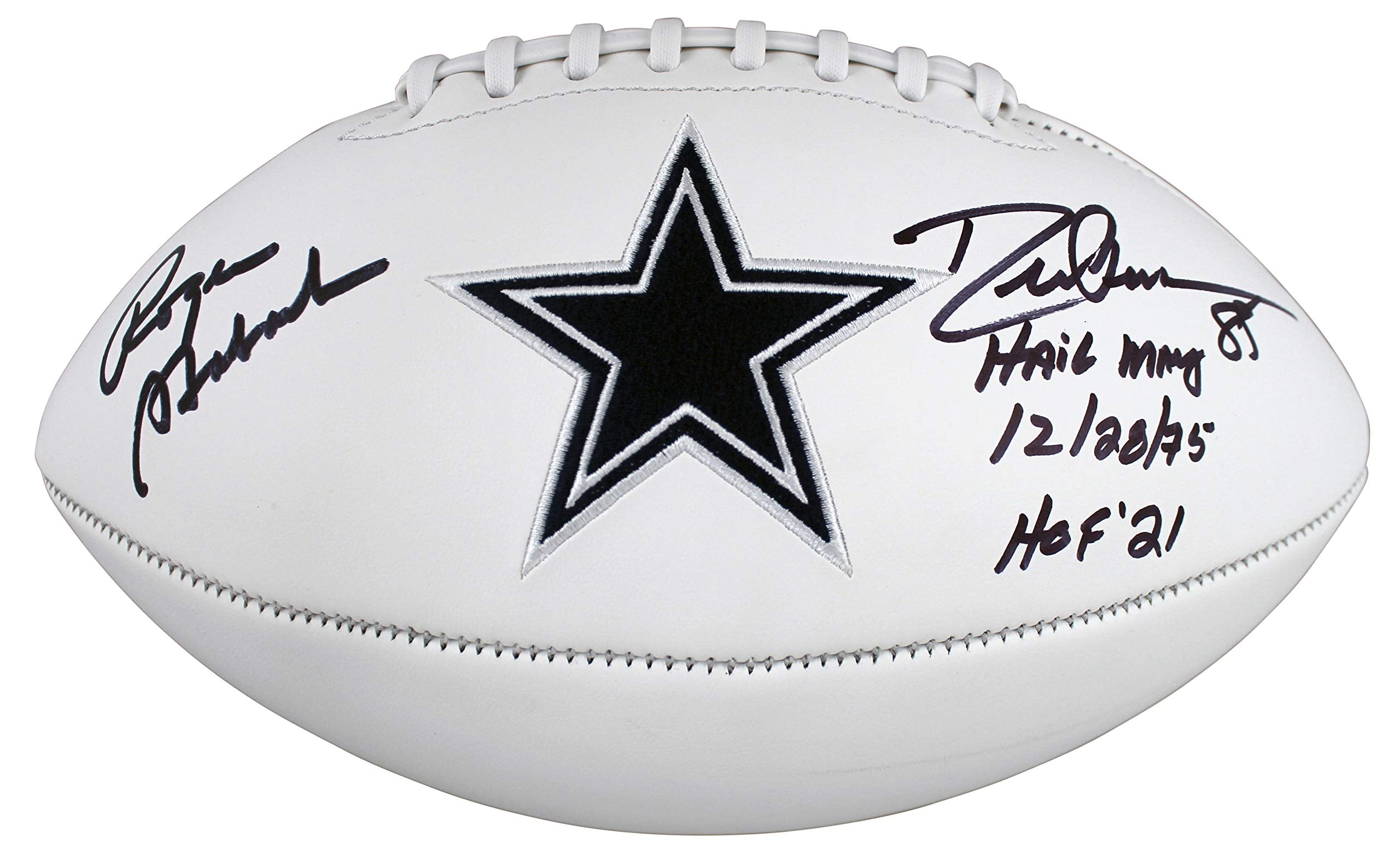 Cowboys Roger Staubach & Drew Pearson "Hail Mary" Signed WP Logo Football BAS