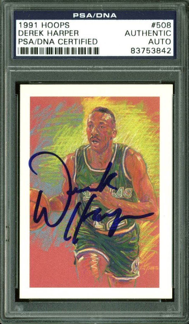 Mavericks Derek Harper Authentic Signed Card 1991 Hoops #508 PSA/DNA Slabbed