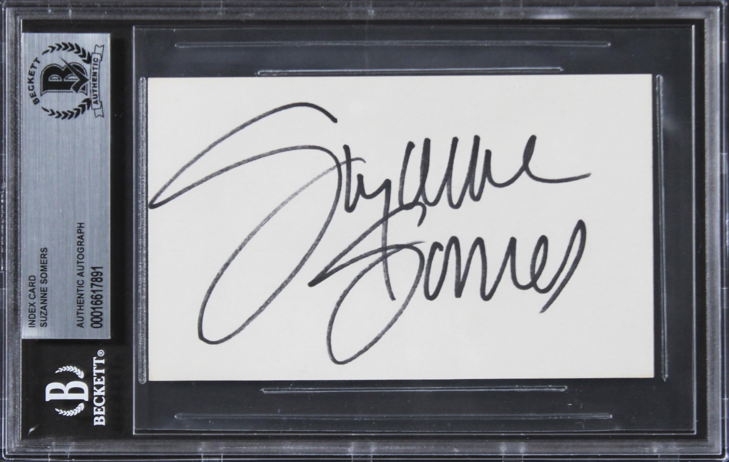 Suzanne Somers Three's Company Authentic Signed 3x5 Index Card BAS Slabbed 2