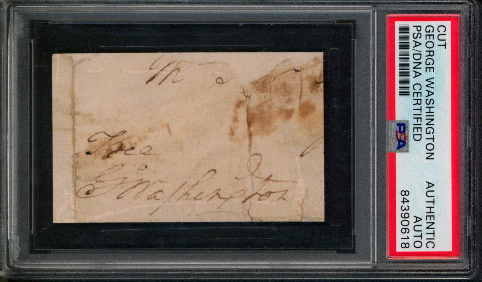 George Washington Authentic Signed 1.85x3 Free Frank Cut Signature PSA Slabbed