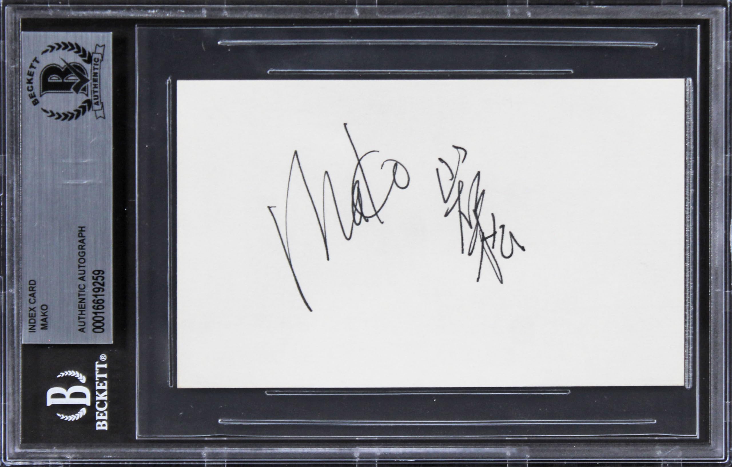 Mako The Last Airbender Authentic Signed 3x5 Index Card Autographed BAS Slabbed