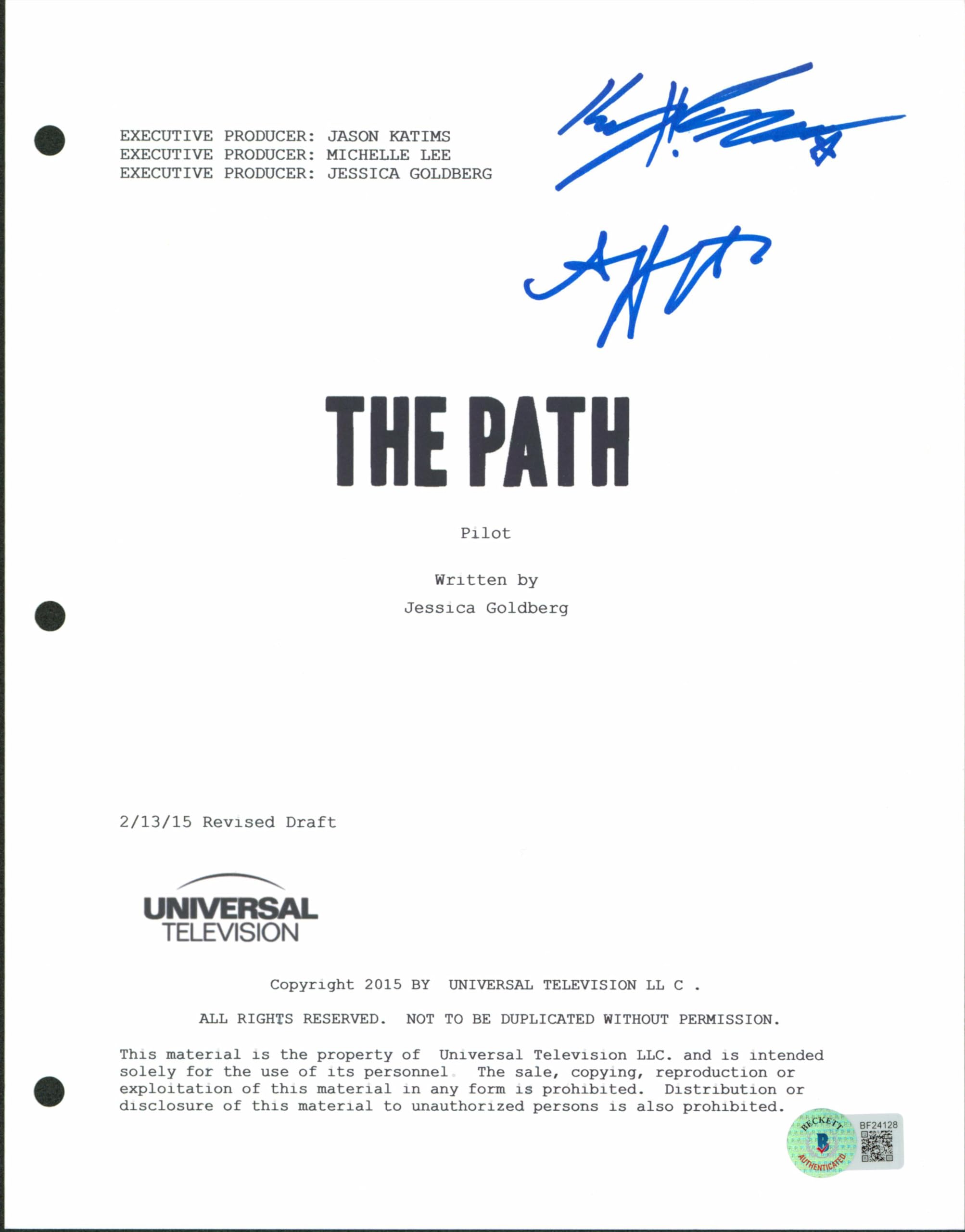 Kyle Allen & Amy Forsyth Authentic Signed The Path Script Cover BAS #BF24128