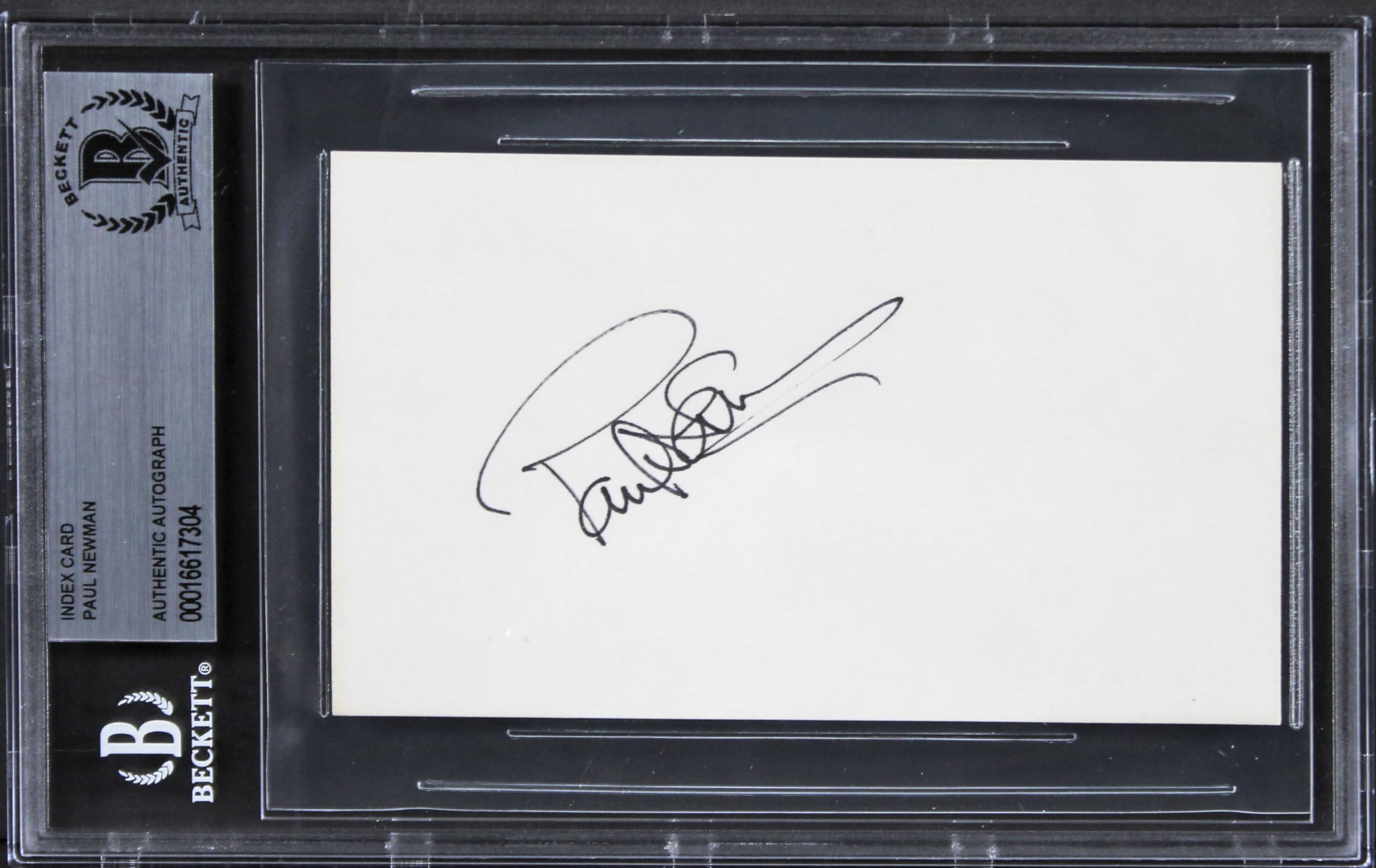 Paul Newman The Hustler Authentic Signed 3x5 Index Card BAS Slabbed 1