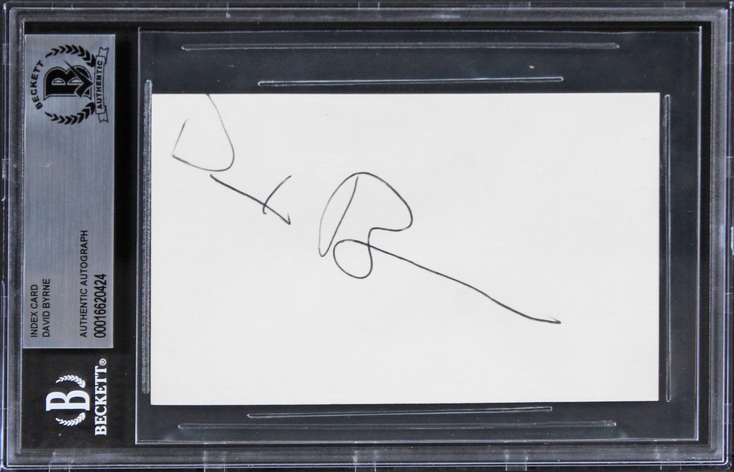 David Byrne Talking Heads Signed 3x5 Index Card Autographed BAS Slabbed 2