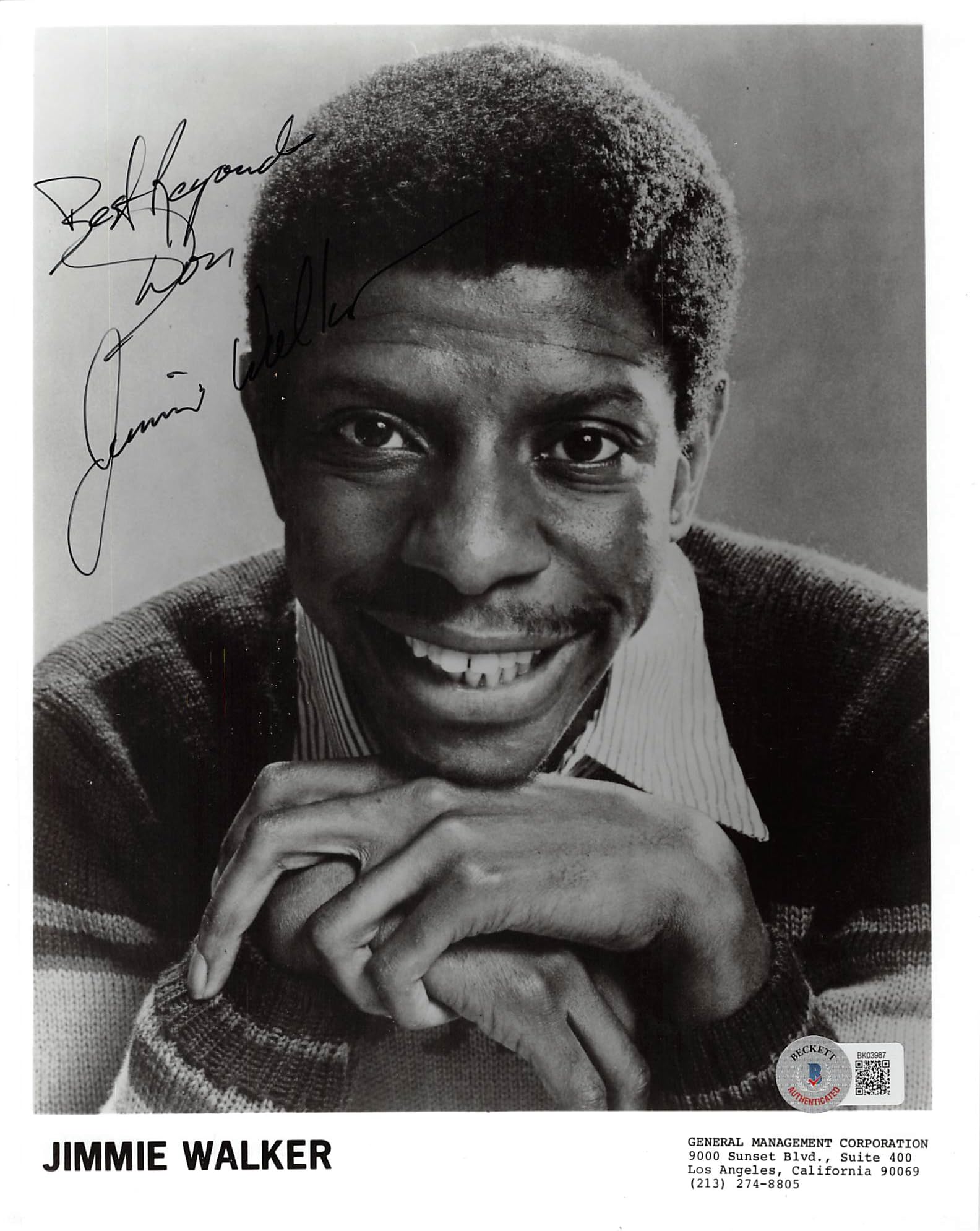 Jimmie Walker Good Times "Best Regards, Don" Signed 8x10 Photo BAS #BK03987