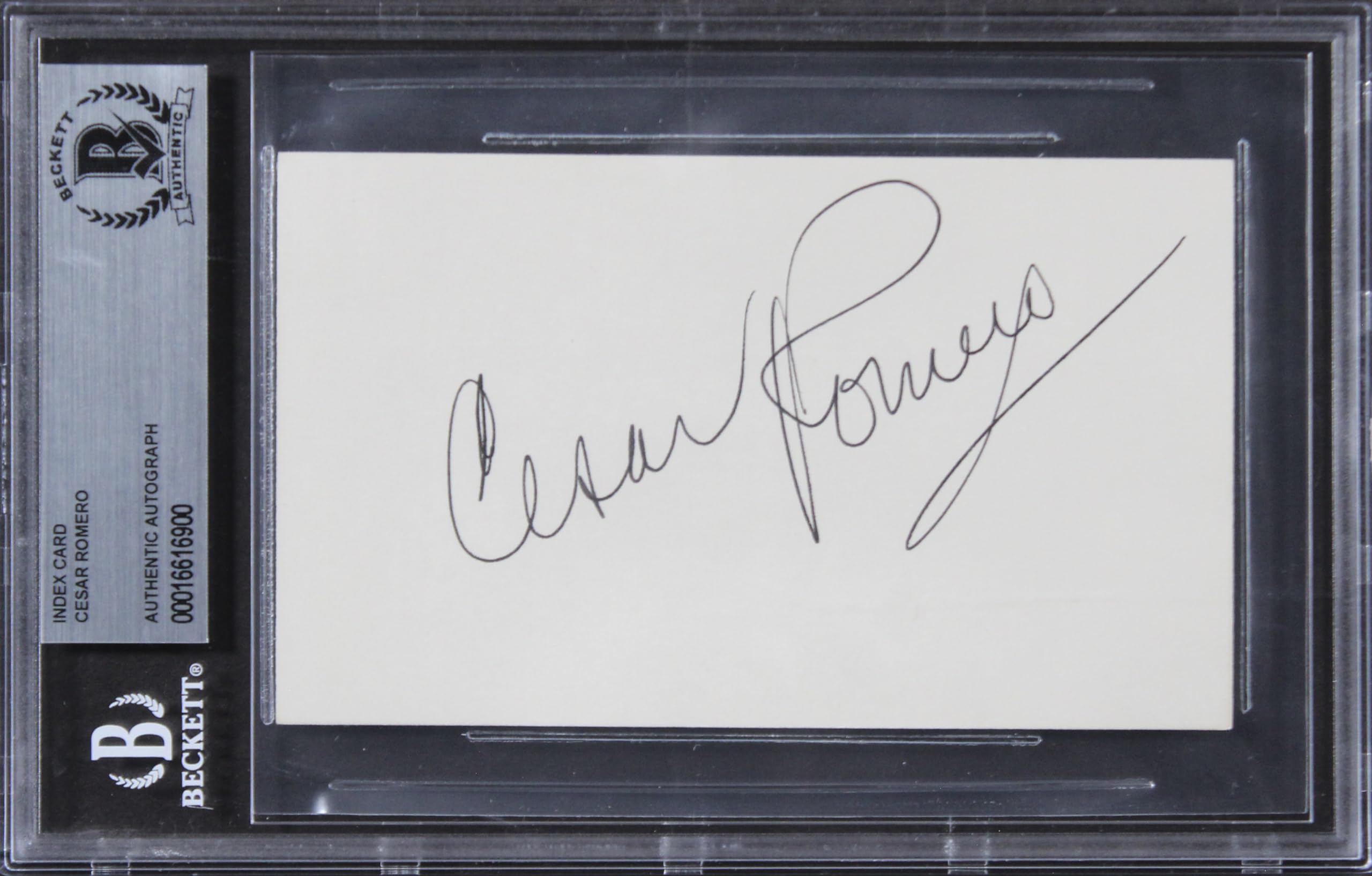 Cesar Romero Batman Authentic Signed 3x5 Index Card Autographed BAS Slabbed 4