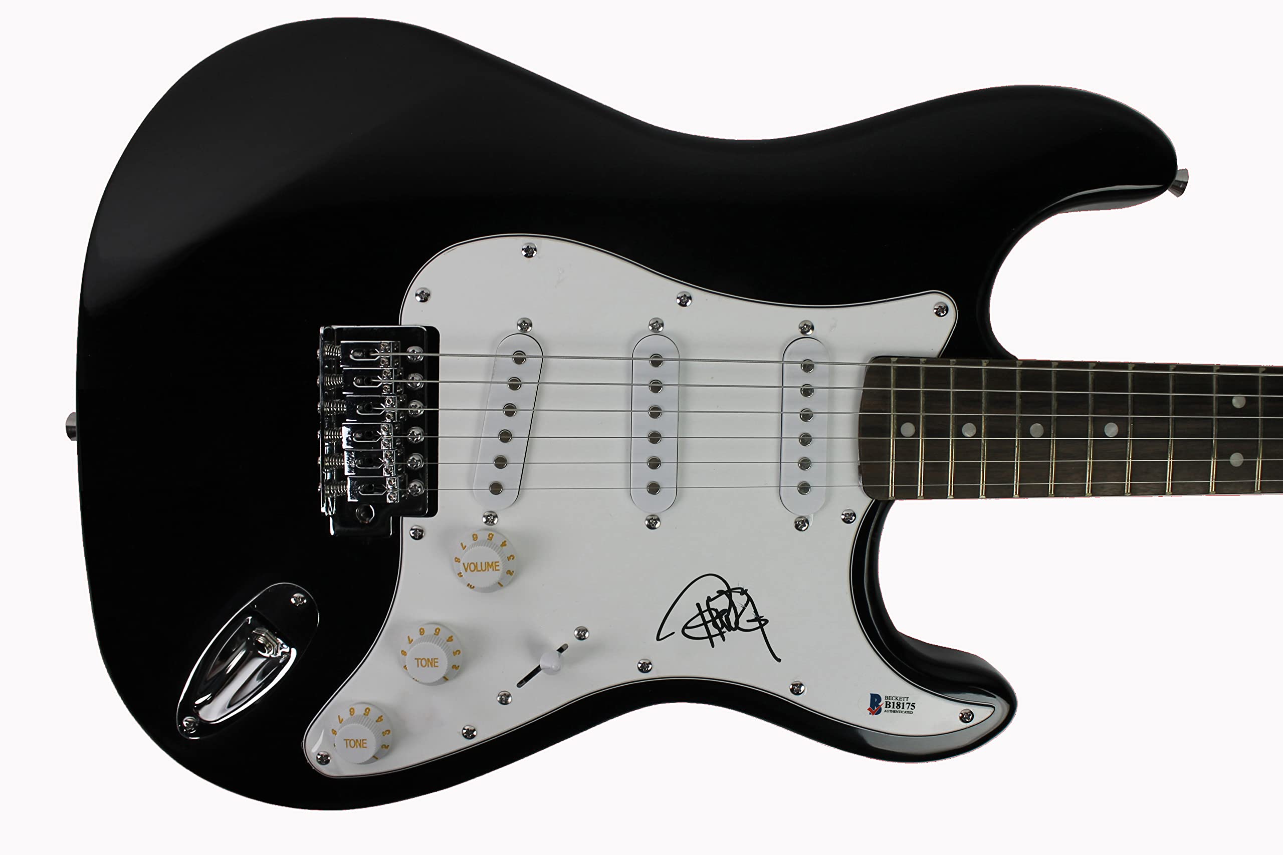 Tommy Chong Authentic Signed Black Electric Guitar Autographed BAS #B18175