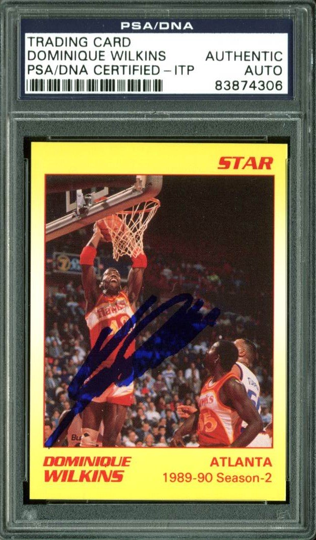Hawks Dominique Wilkins Authentic Signed Card Star '91 Yellow #5 PSA/DNA Slabbed
