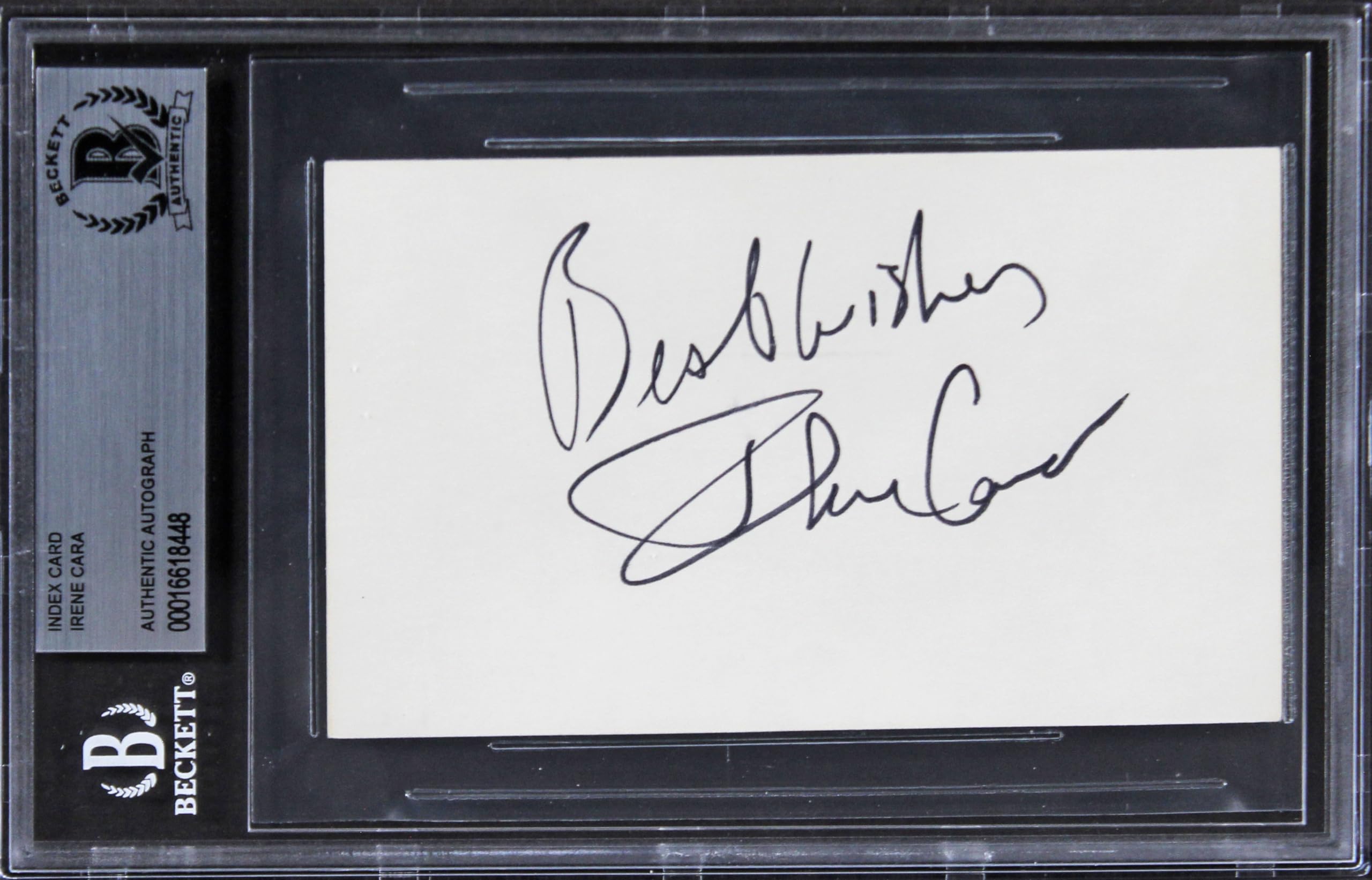 Irene Cara Fame "Best Wishes" Signed 3x5 Index Card Autographed BAS Slabbed 2
