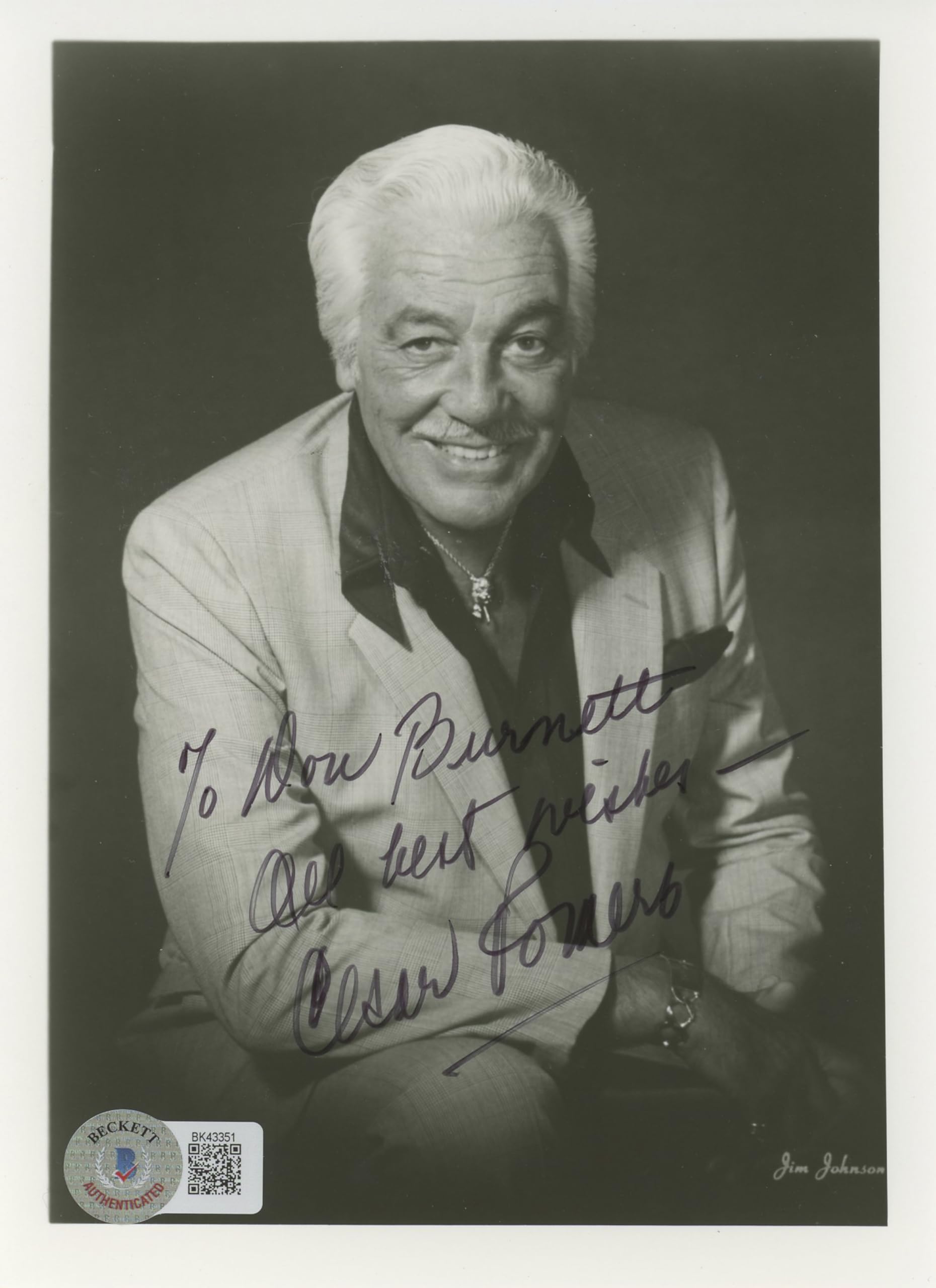Cesar Romero Batman "Don Burnett All Best Wishes" Signed 5x7 Photo BAS #BK43351