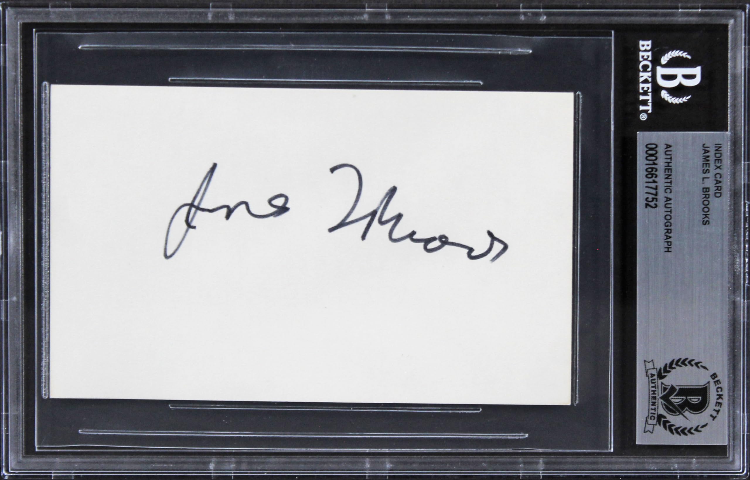 James L Brooks Broadcast News Authentic Signed 3x5 Index Card BAS Slabbed