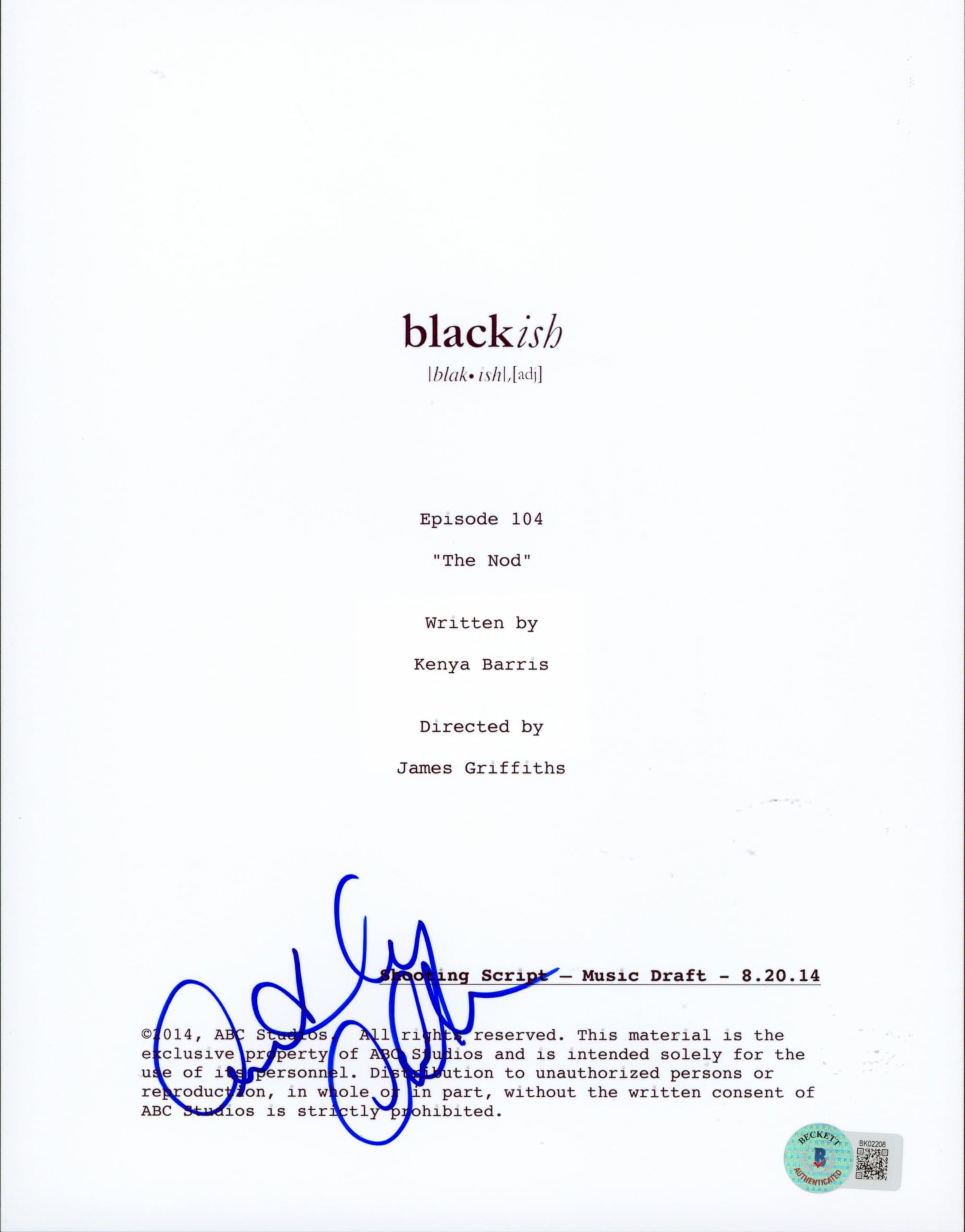 Anthony Anderson Black-ish Authentic Signed Script Cover BAS #BK02208