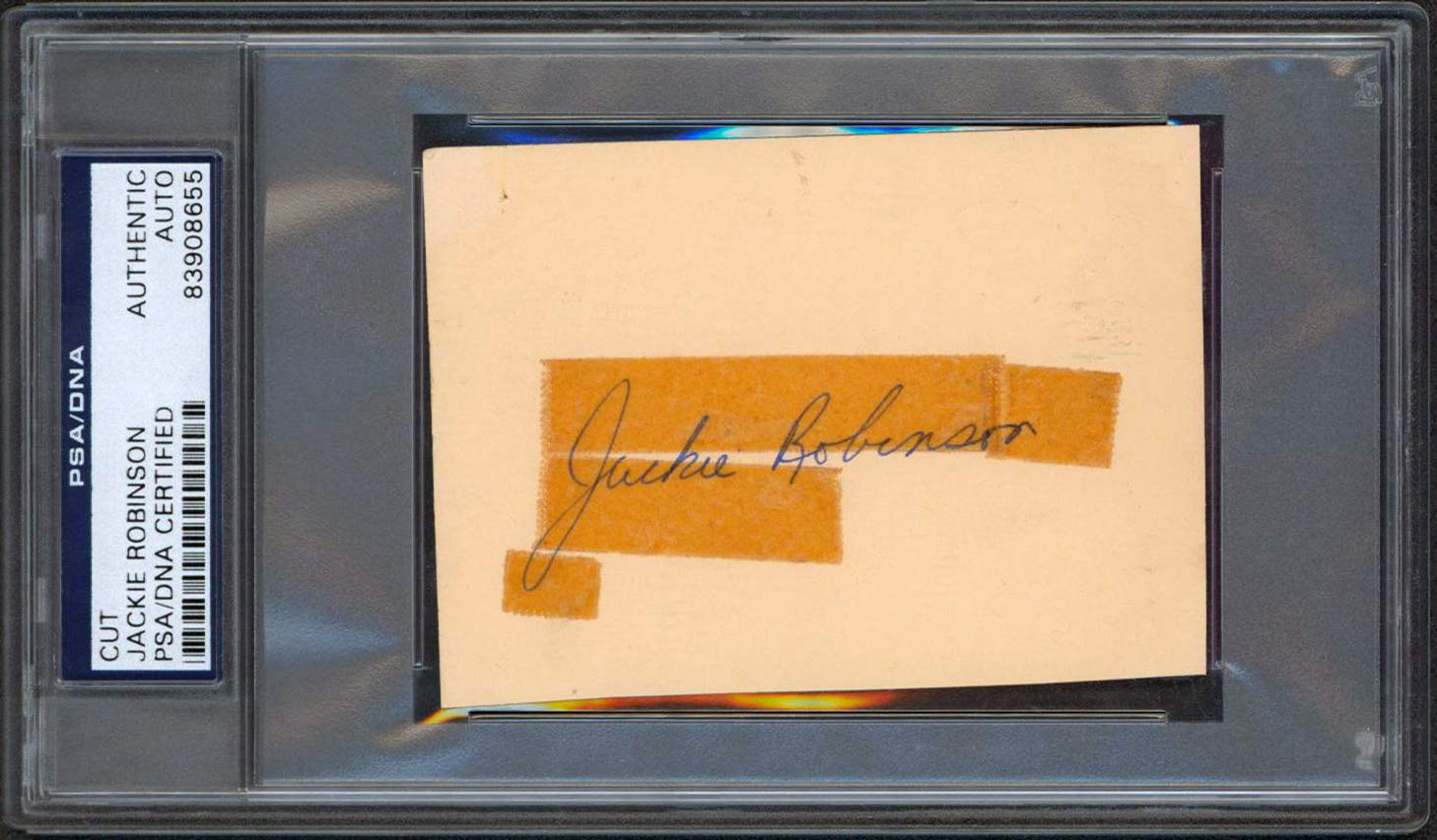 Dodgers Jackie Robinson Authentic Signed 3.75x3.85 Cut Signature PSA/DNA Slabbed