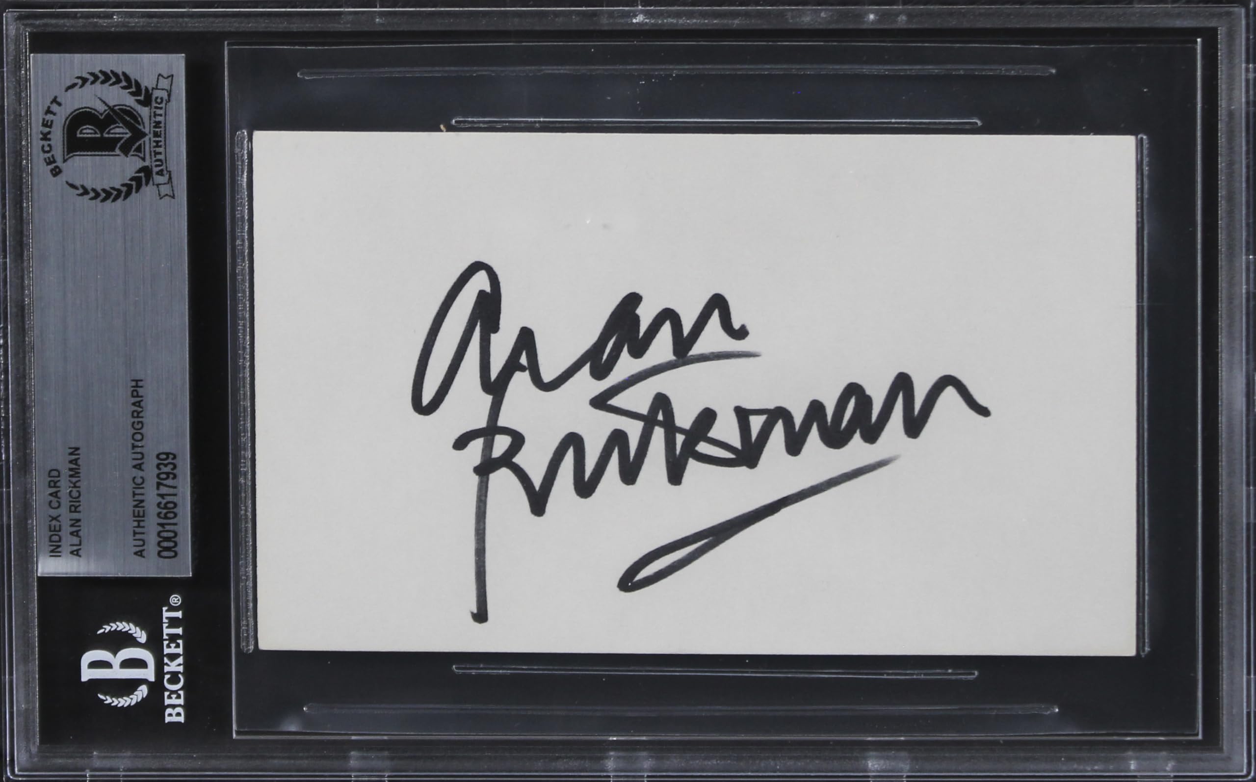 Alan Rickman Die Hard Authentic Signed 3x5 Index Card Autographed BAS Slabbed