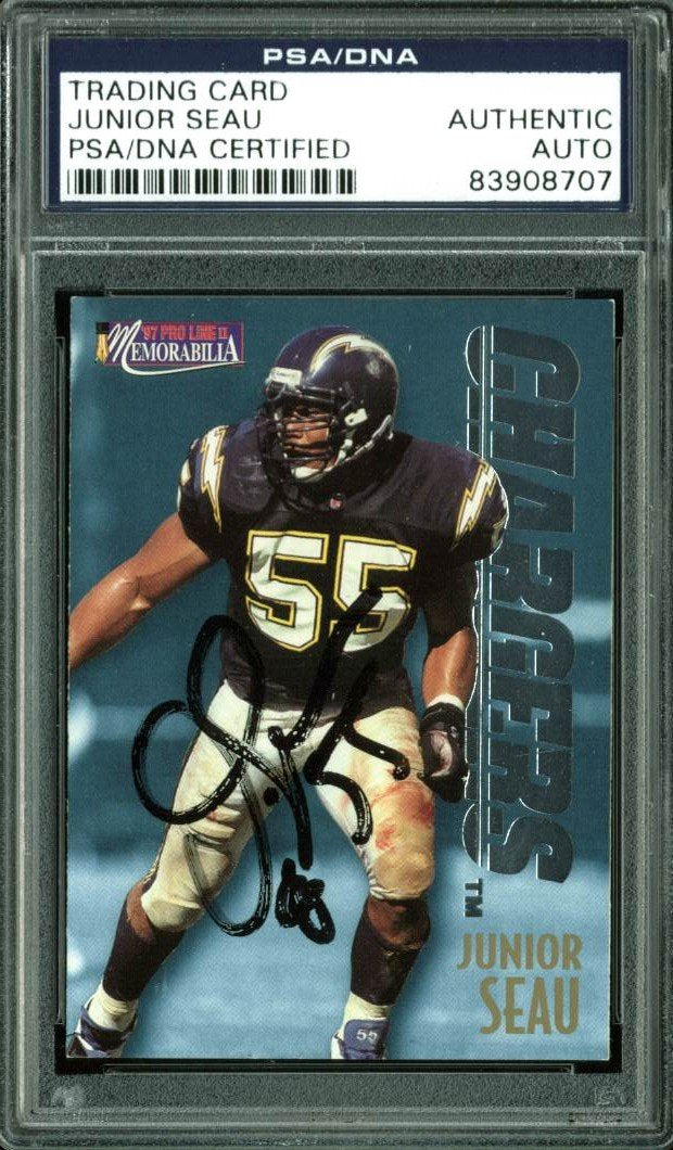 Chargers Junior Seau Authentic Signed Card 1997 Pro Line #MEM41 PSA/DNA Slabbed