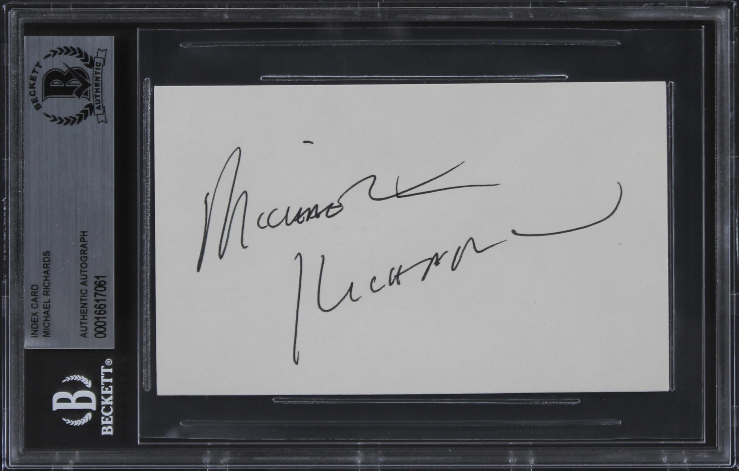 Michael Richards Seinfeld Authentic Signed 3x5 Index Card BAS Slabbed 1