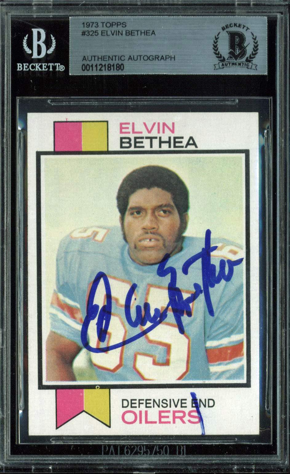 Oilers Elvin Bethea Authentic Signed 1973 Topps #325 Auto Card BAS Slabbed