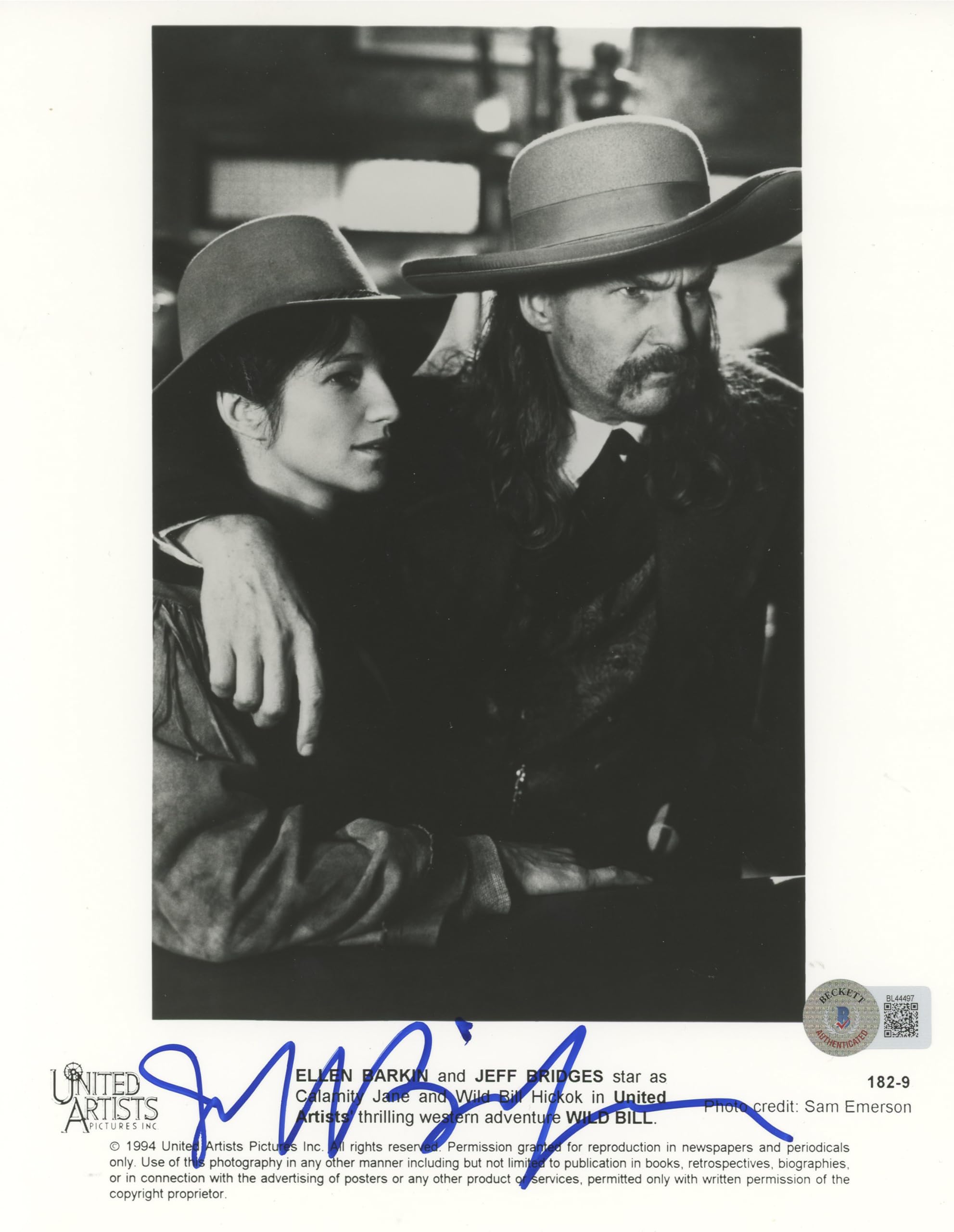 Jeff Bridges Wild Bill Authentic Signed 8x10 Black & White Photo BAS #BL44497