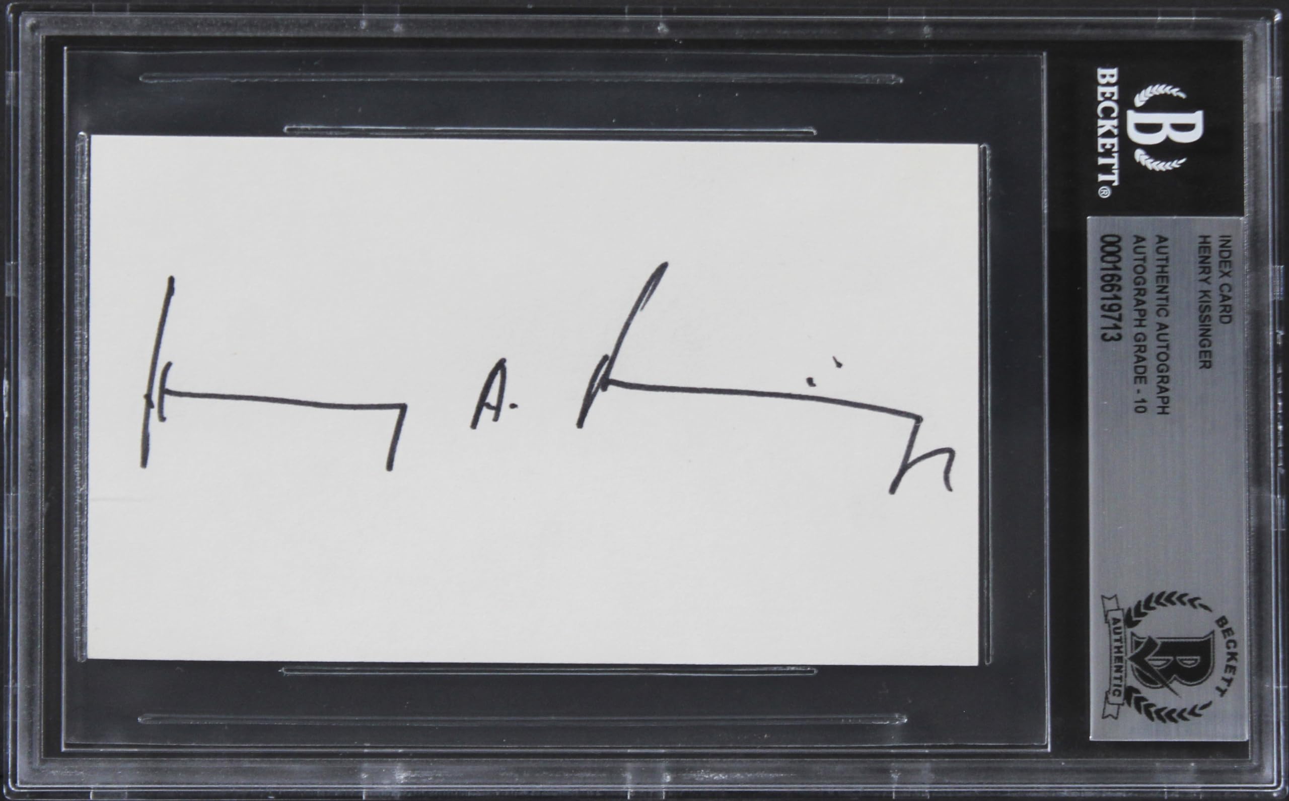 Henry Kissinger Authentic Signed 3x5 Index Card Auto Graded 10 BAS Slabbed