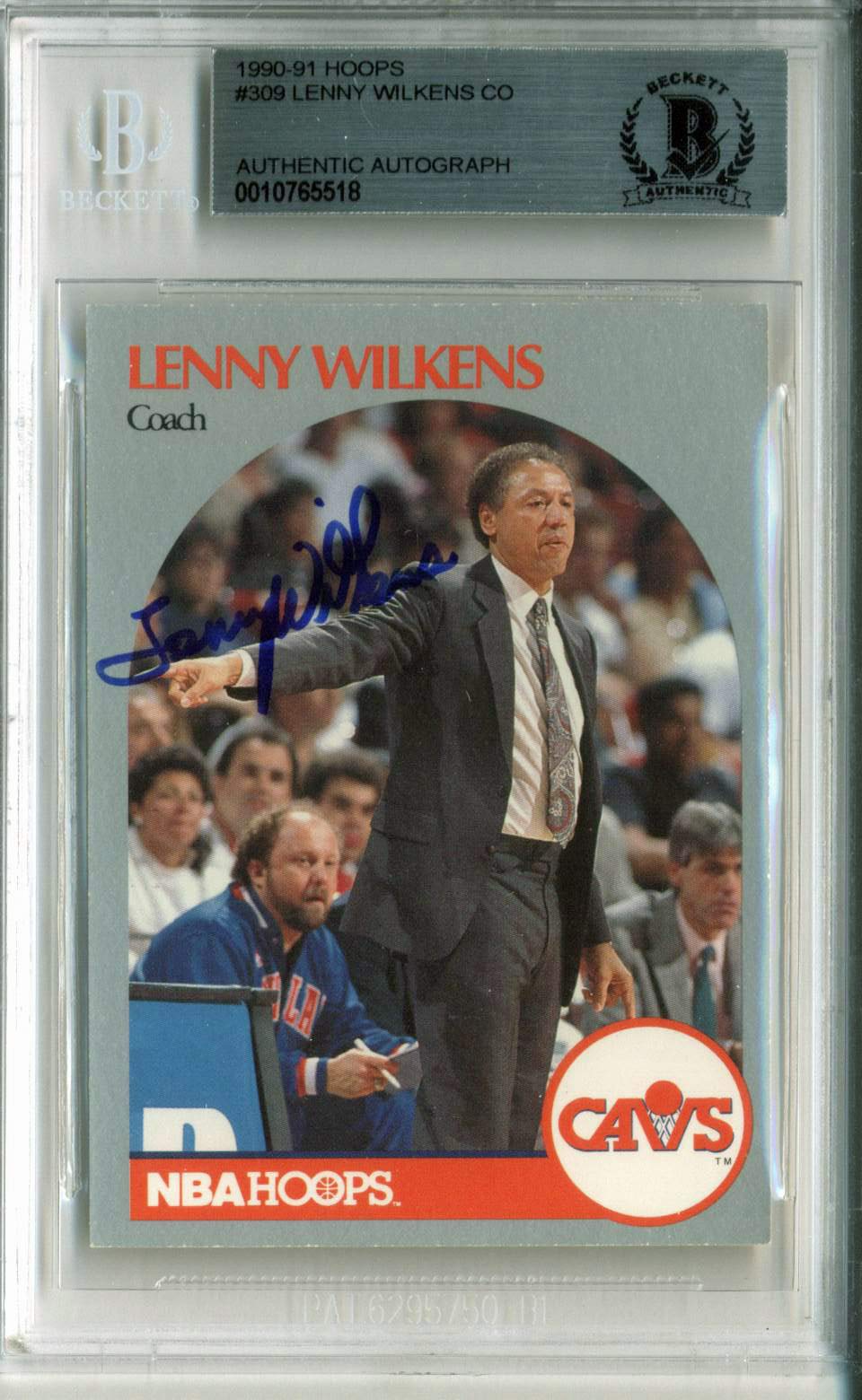 Cavaliers Lenny Wilkens Signed 1990 Hoops #309 Auto Card BAS Slabbed #10765518