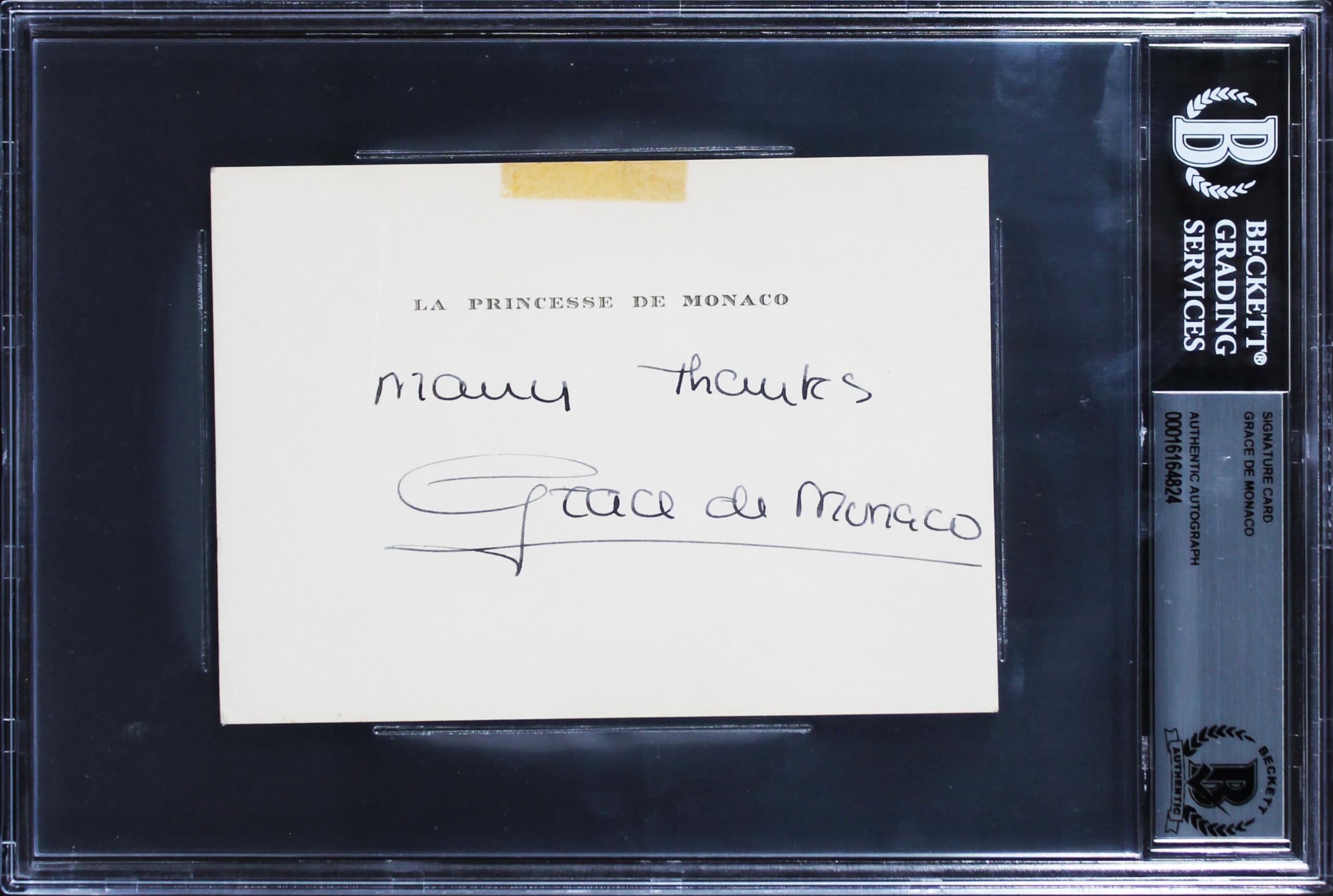 Grace De Monaco Signed 3.75x525 Personal Stationary Signature Card BAS Slabbed
