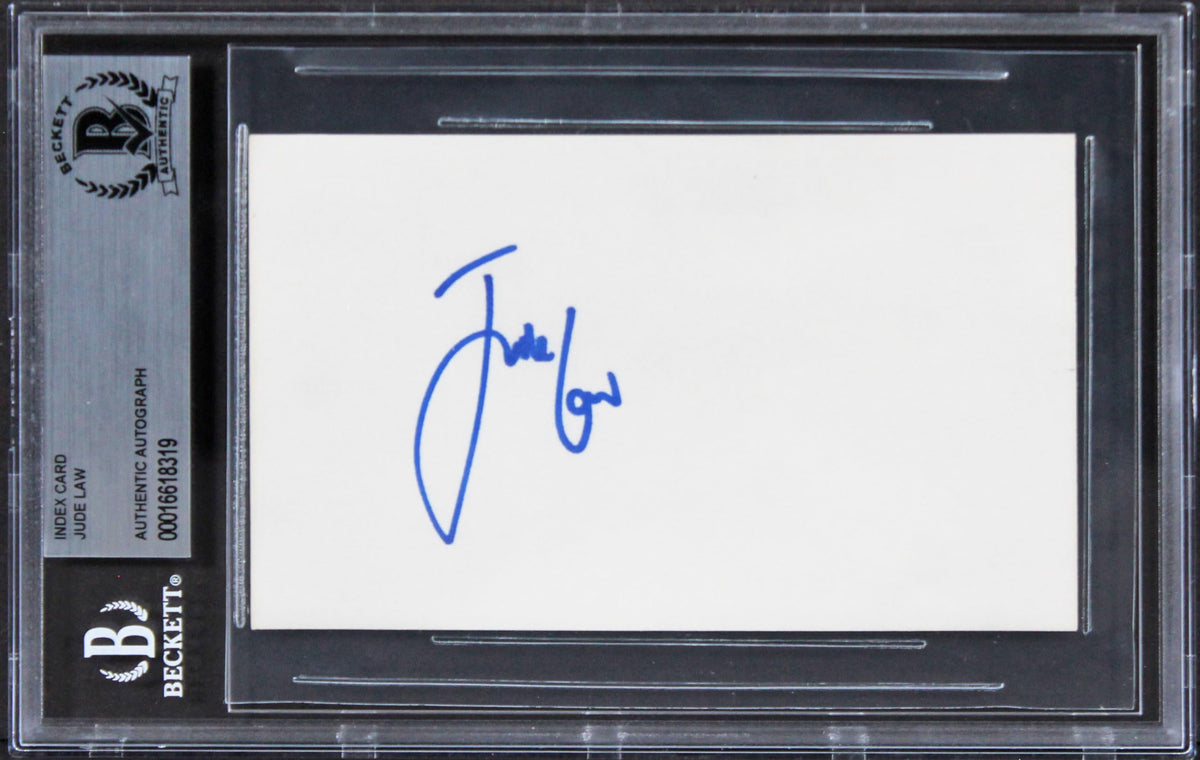 Jude Law Fantastic Beasts Signed 3x5 Index Card Autographed BAS Slabbed