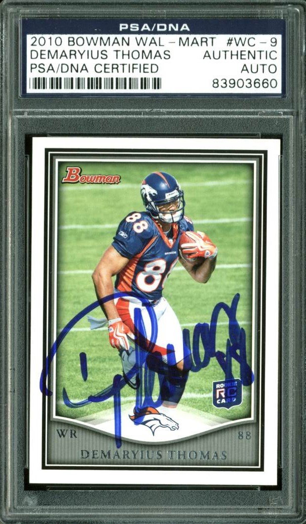 Broncos Demaryius Thomas Signed Card 2010 Bowman Wal-Mart RC #WC-9 PSA Slabbed