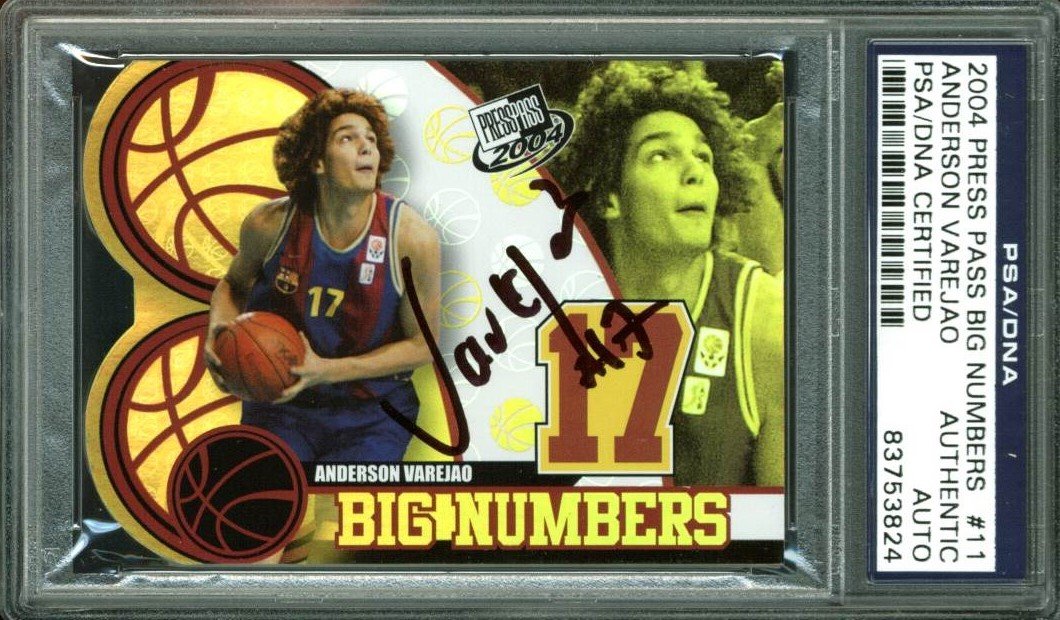 Cavs Anderson Varejao Signed Card 2004 Press Pass Big Numbers #11 PSA Slabbed