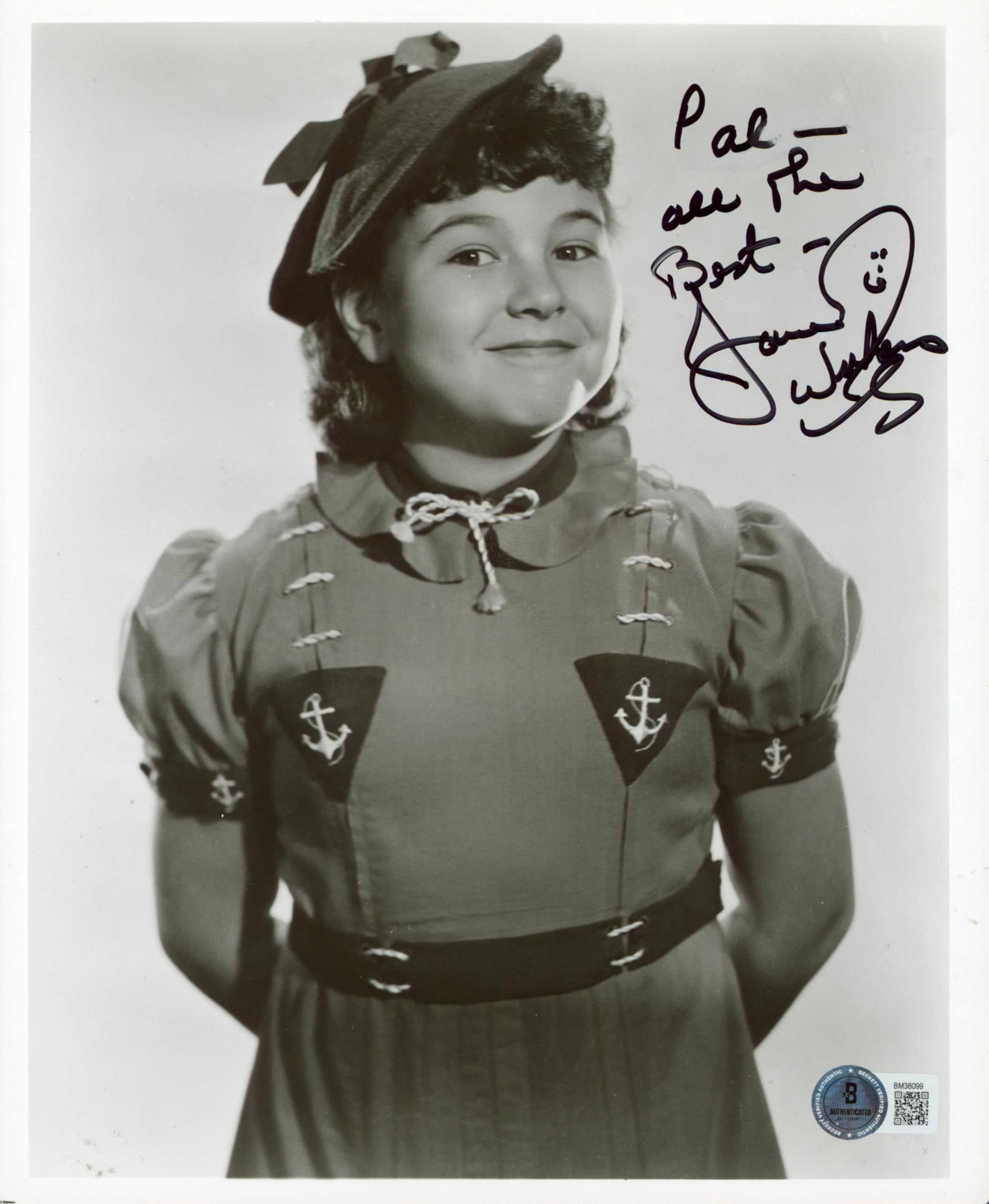 Jane Withers Giant "Pal all the Best" Signed 8x10 Photo Autographed BAS #BM38099