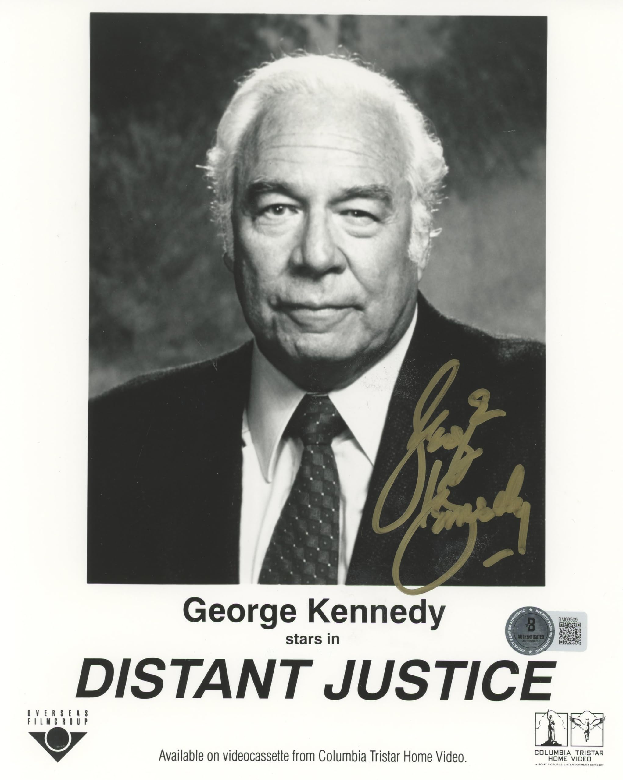 George Kennedy Distant Justice Authentic Signed 8x10 Photo BAS #BM03509