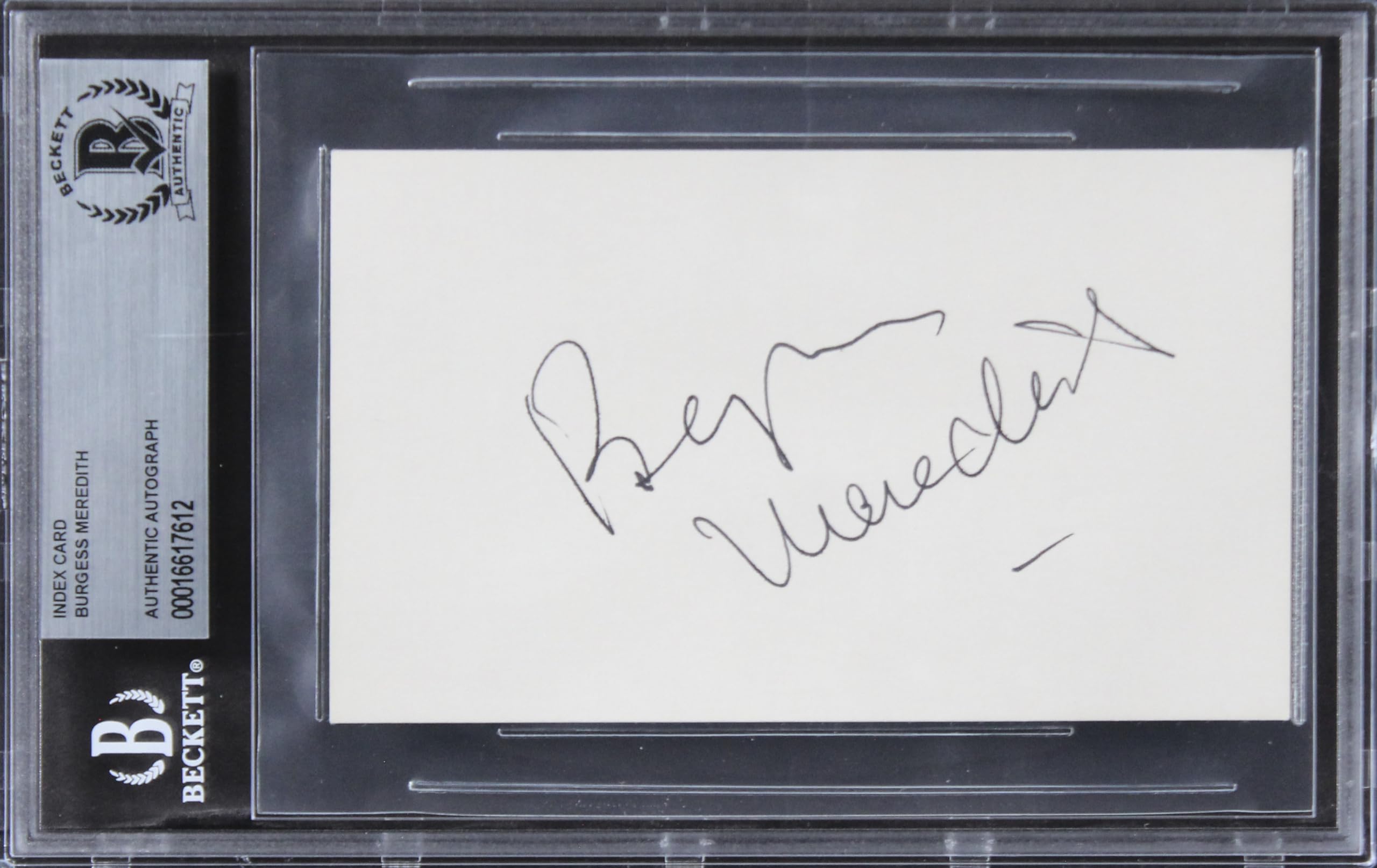 Burgess Meredith The Twilight Zone Authentic Signed 3x5 Index Card BAS Slabbed
