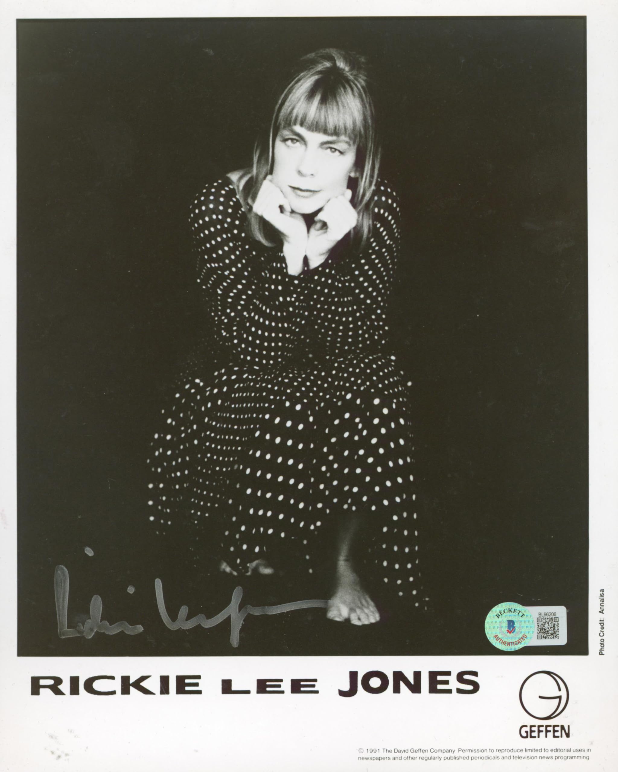 Rickie Lee Jones Chuck 'E's in Love Authentic Signed 8x10 Photo BAS #BL96206