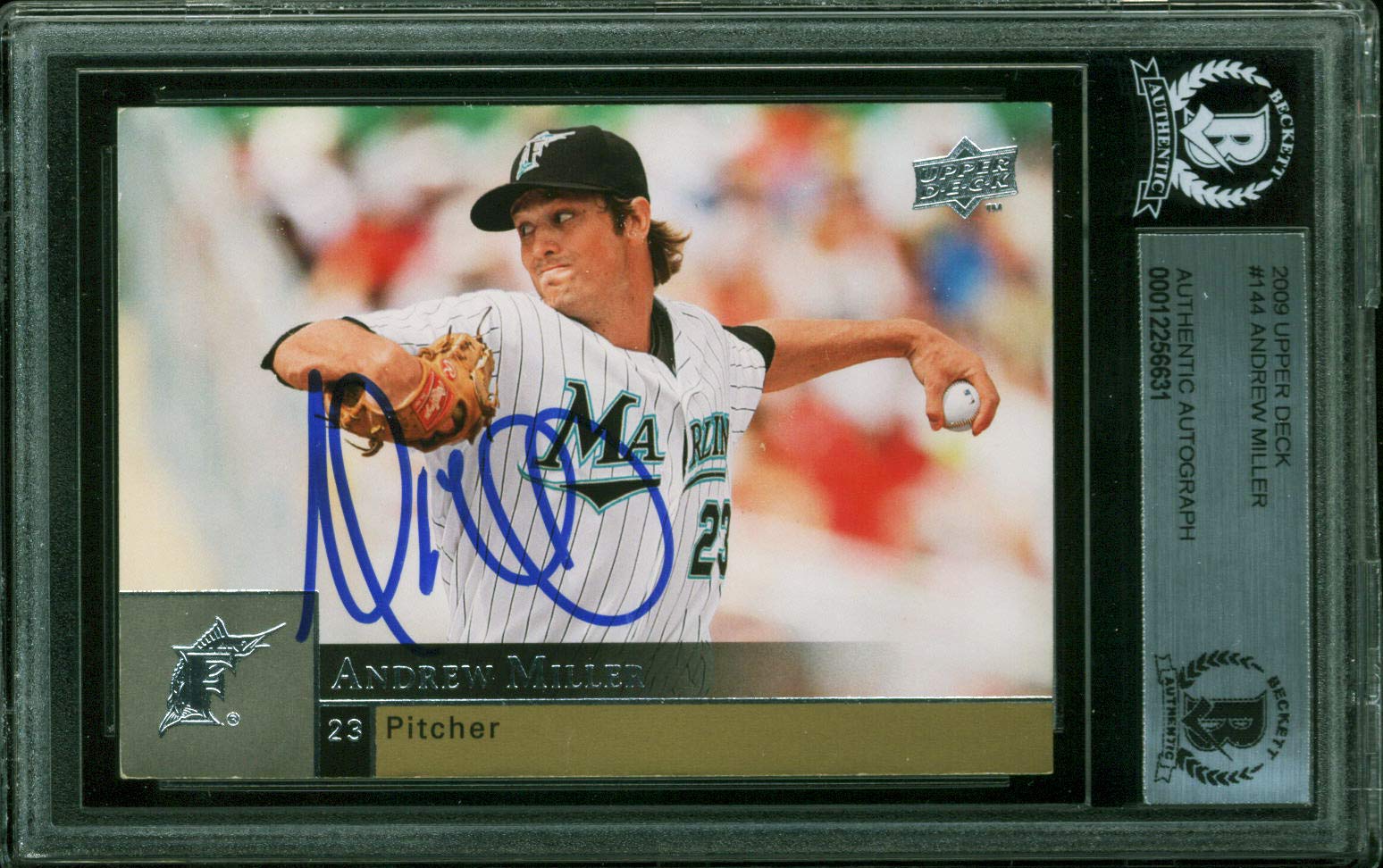 Marlins Andrew Miller Authentic Signed 2009 Upper Deck #144 Card BAS Slabbed