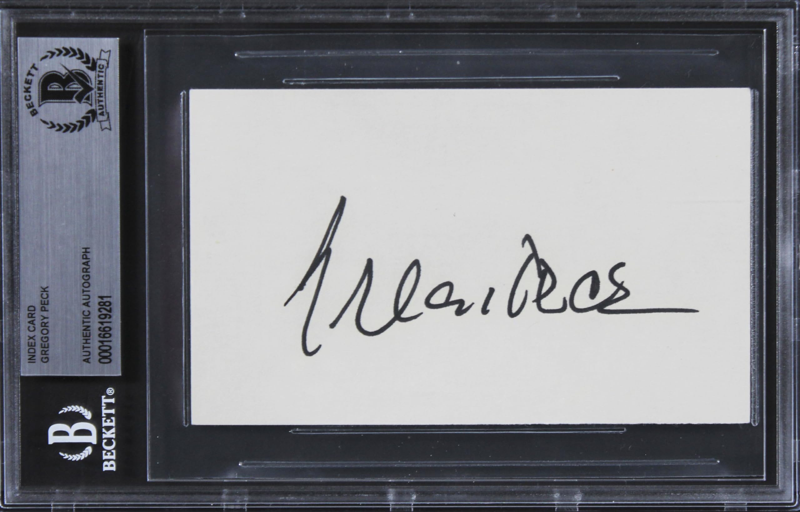 Gregory Peck To Kill a Mockingbird Authentic Signed 3x5 Index Card BAS Slabbed