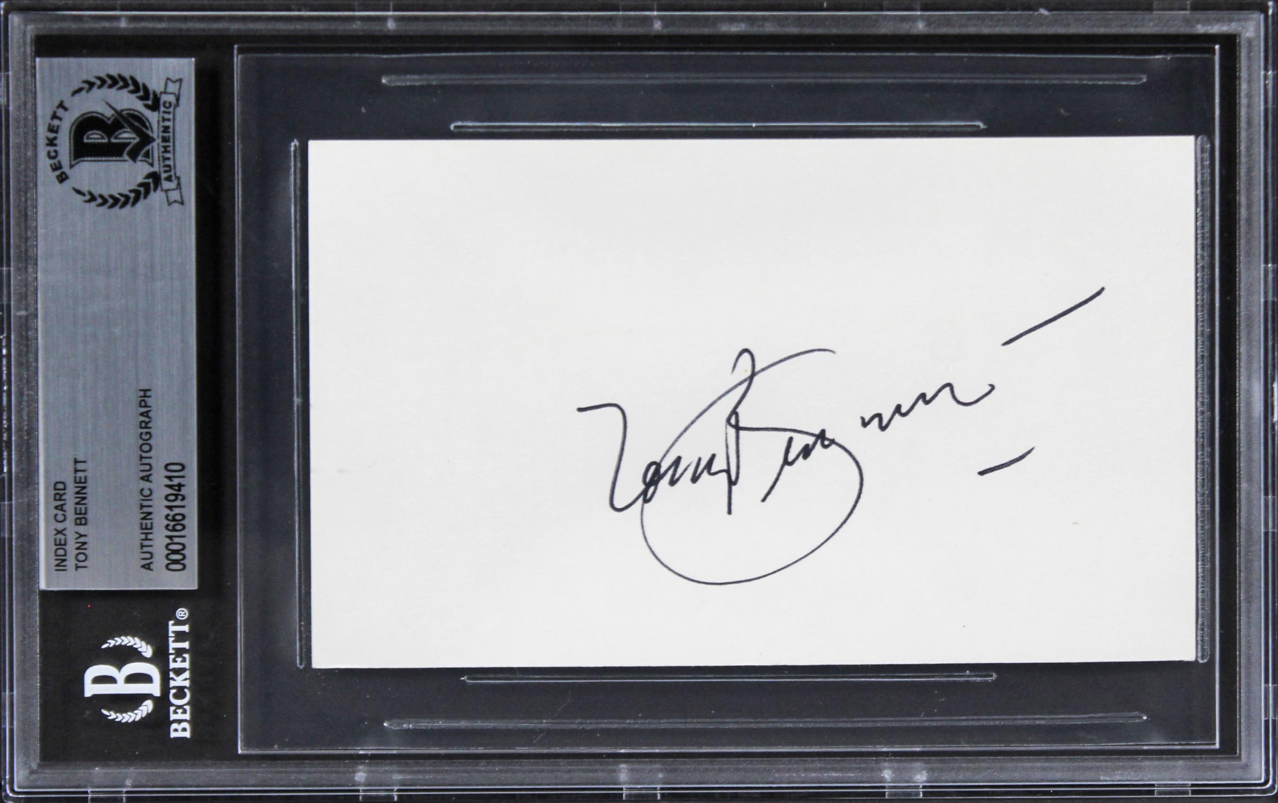 Tony Bennett Musician Authentic Signed 3x5 Index Card Autographed BAS Slabbed 3