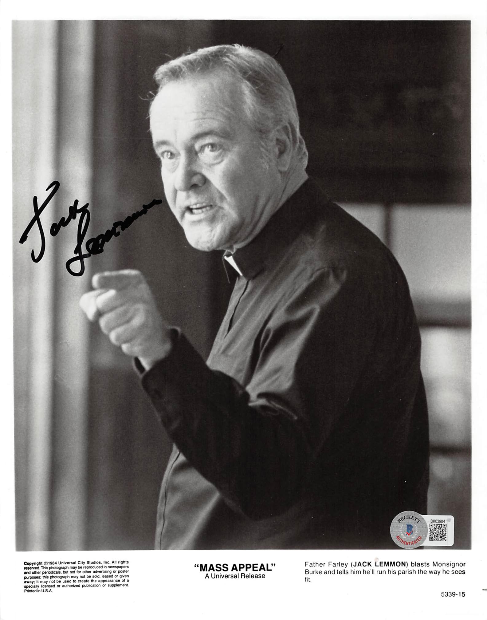 Jack Lemmon Mass Appeal Authentic Signed 8x10 Photo Autographed BAS #BK03984