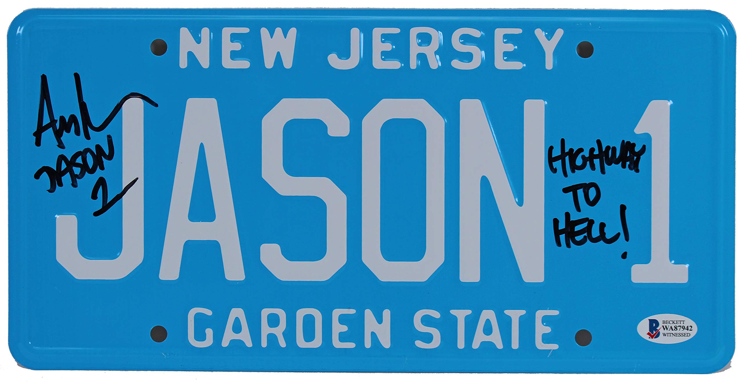 Ari Lehman Friday The 13th "Highway To Hell!" Signed License Plate BAS Witnessed