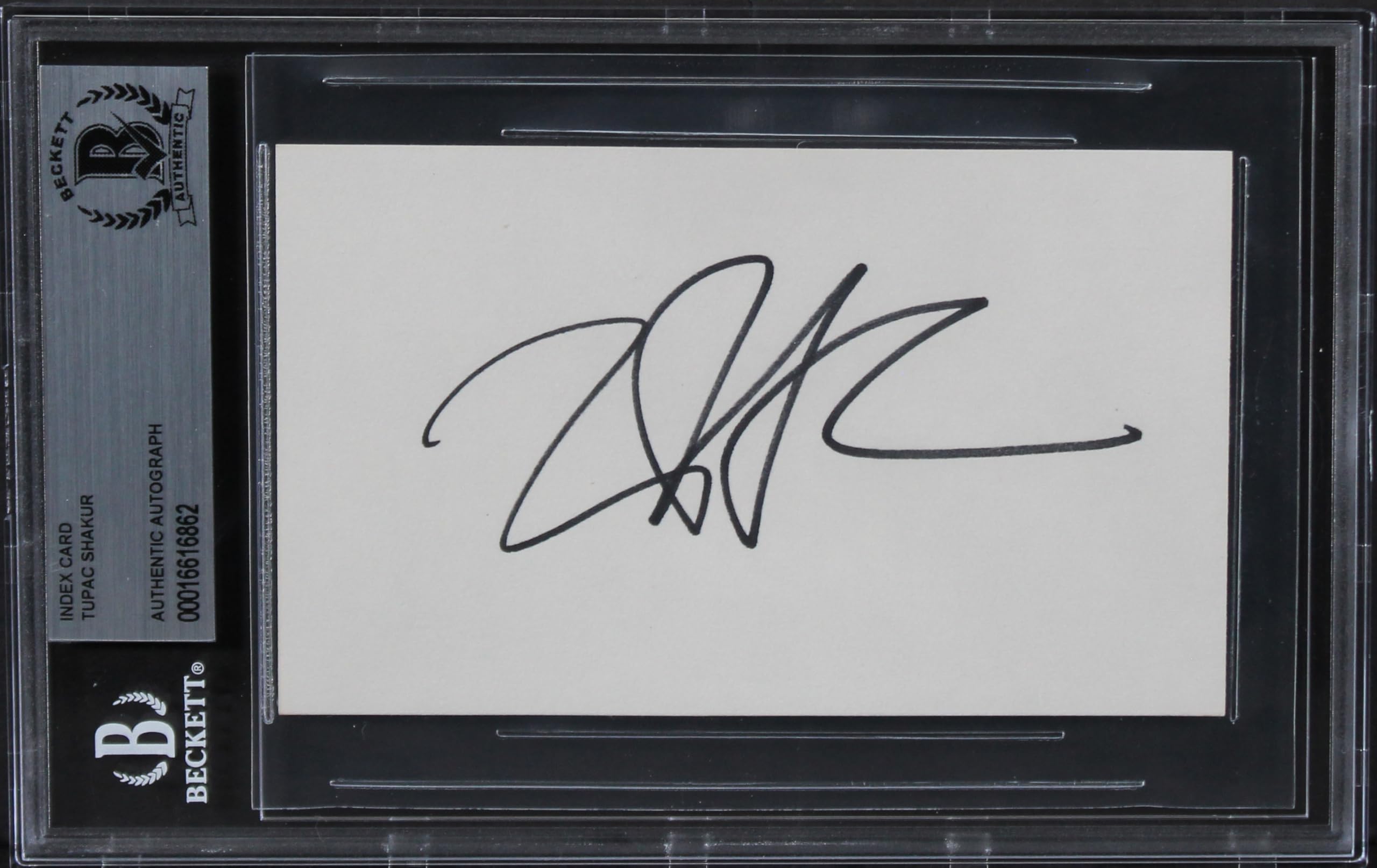 Tupac Shakur Rapper Authentic Signed 3x5 Index Card Autographed BAS Slabbed