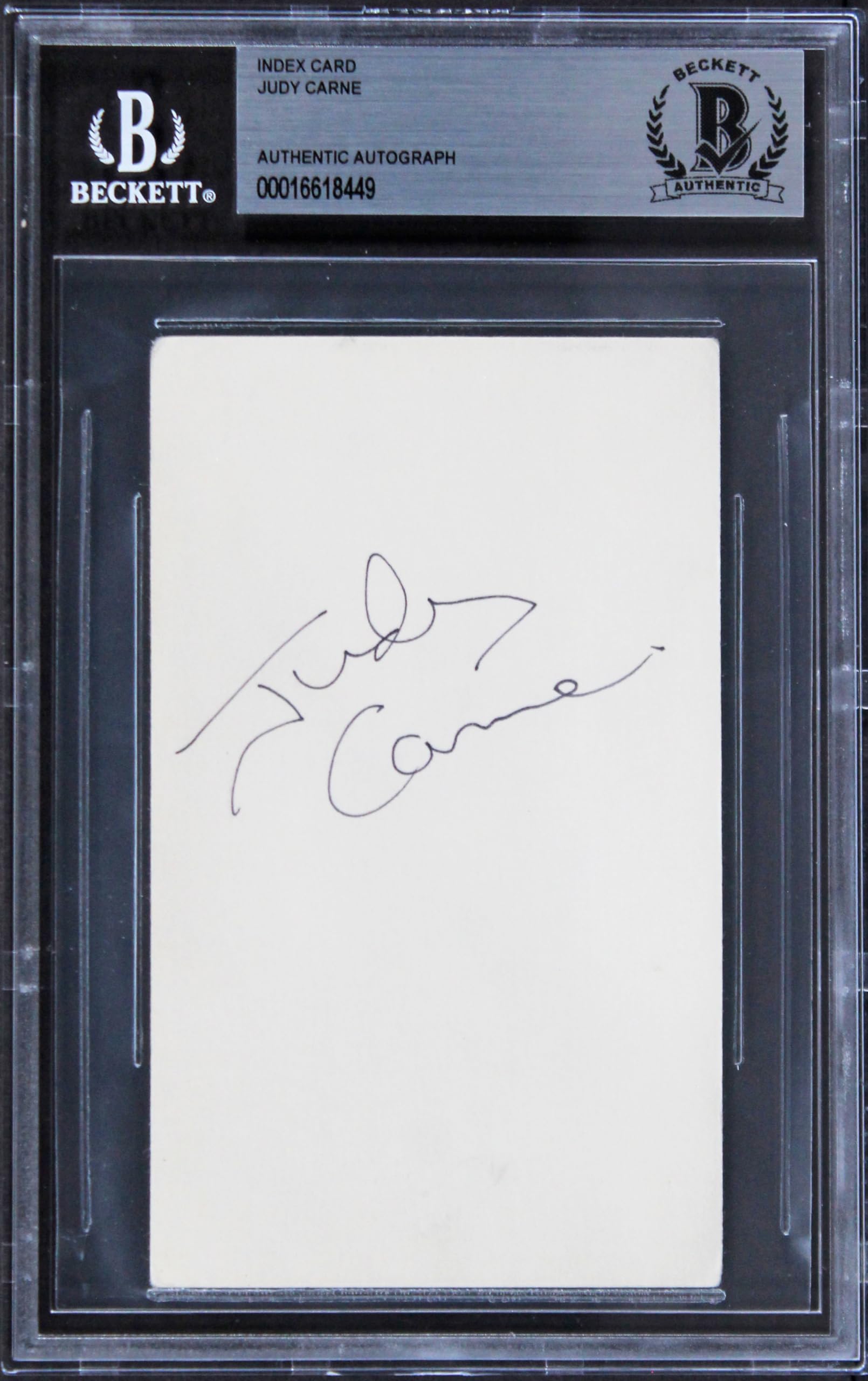 Judy Carne Rowan & Martin's Laugh-In Authentic Signed 3x5 Index Card BAS Slabbed