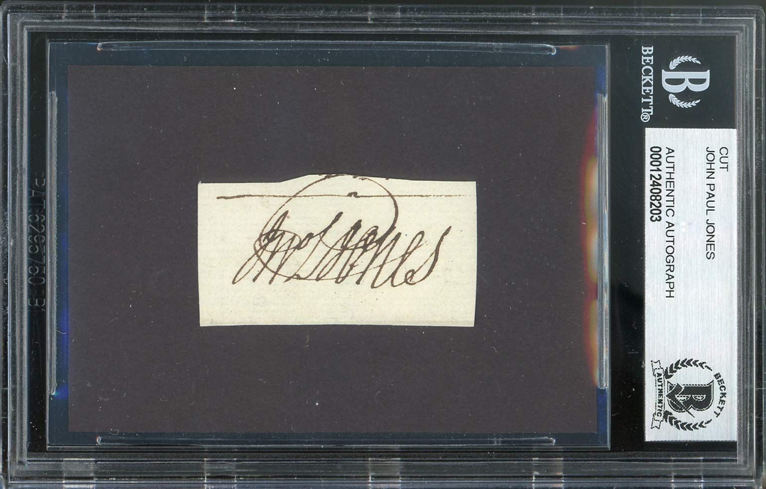 John Paul Jones Authentic Signed 1x1.8 Cut Signature Autographed BAS Slabbed