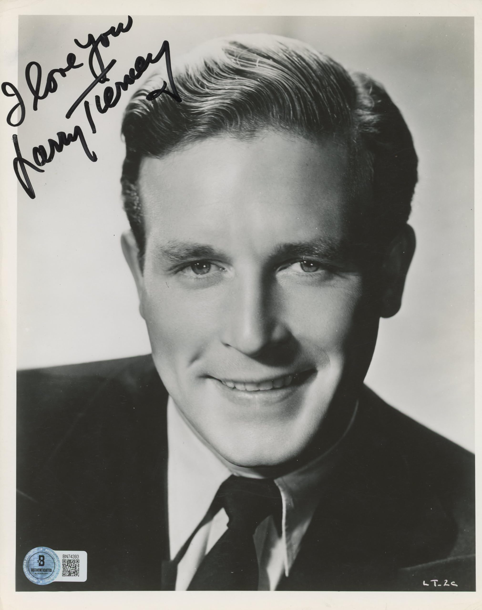 Lawrence Tierney Bodyguard "I love you" Authentic Signed 8x10 Photo BAS #BN74393