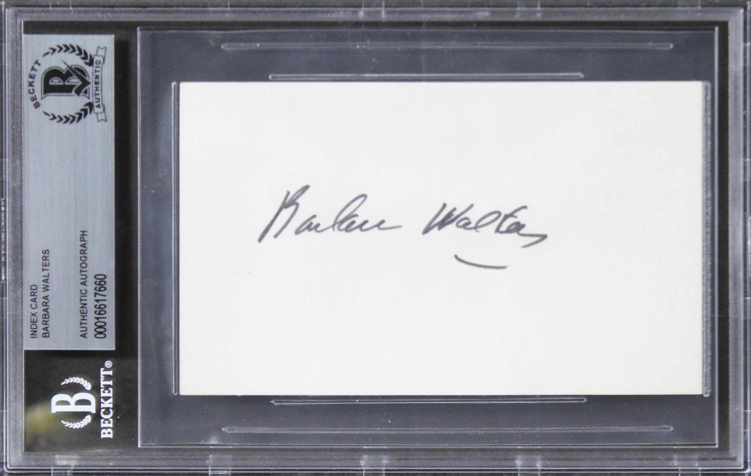 Barbara Walters The View Authentic Signed 3x5 Index Card BAS Slabbed 2